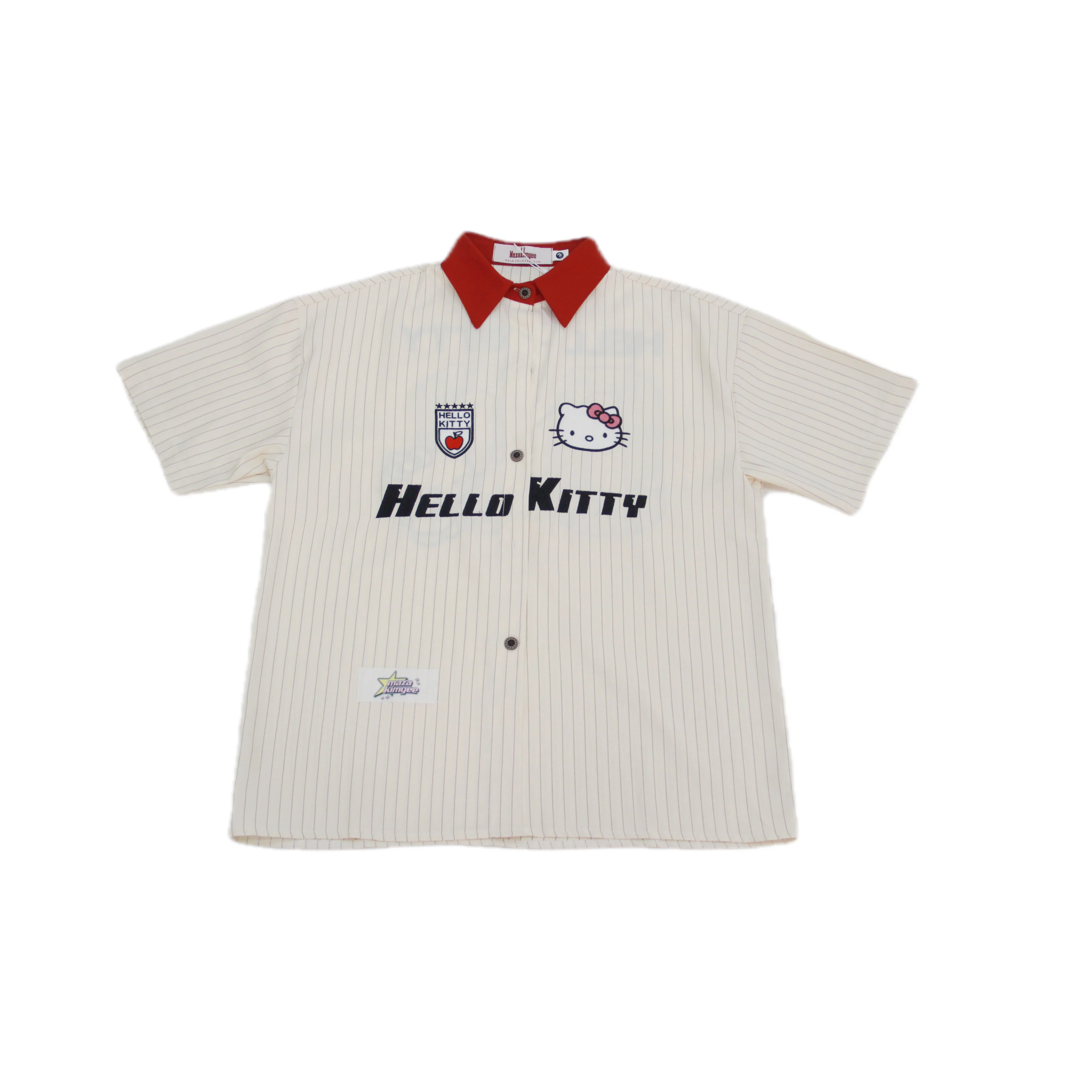 Hellokitty Snoopy Womens Button Down Shirts Short Sleeve Summer Collared Stripes Casual Blouses Tops