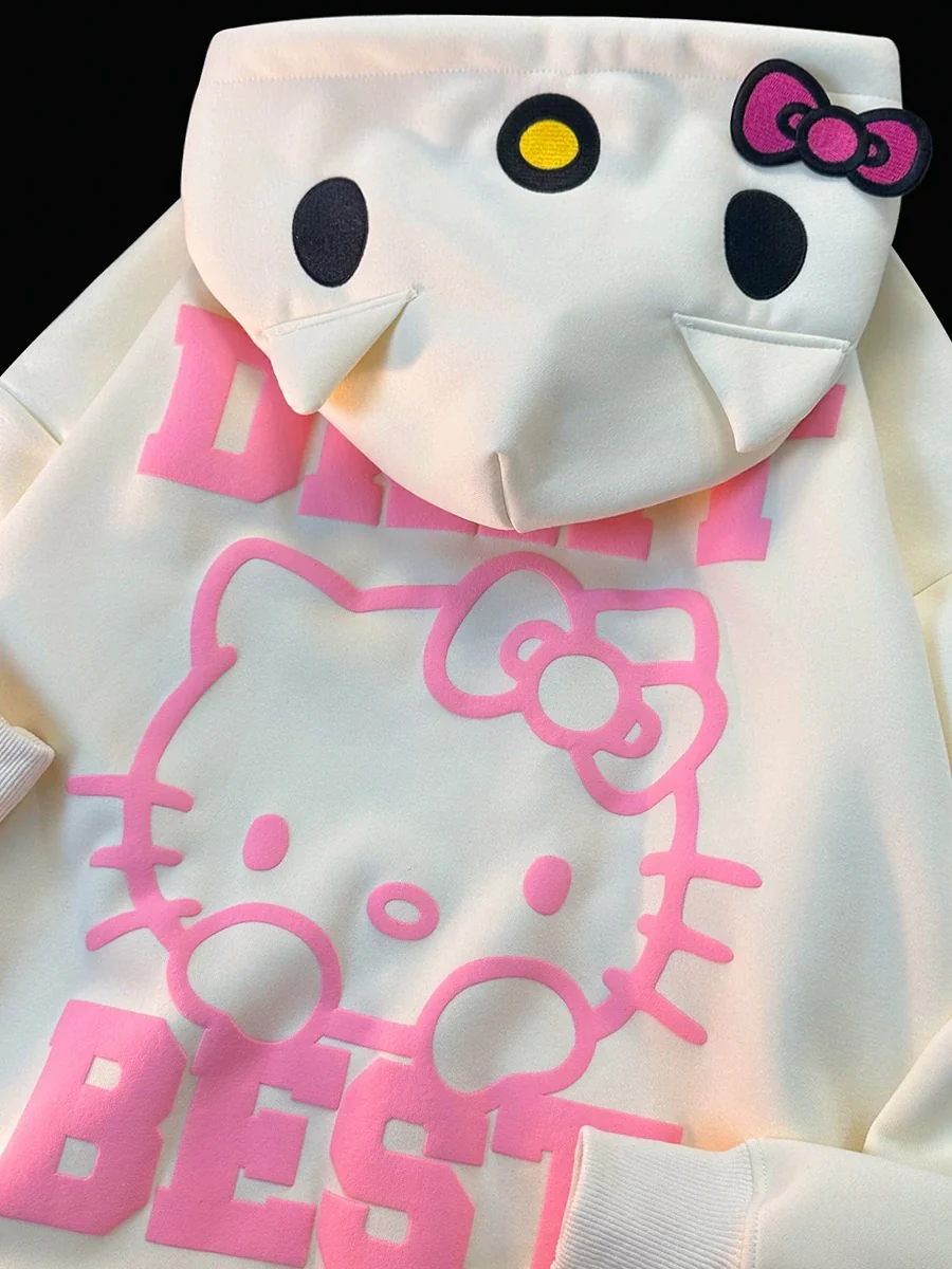 KT Women's Cute Hoodies Teen Girl Fall Jacket Oversized Sweatshirts Casual Drawstring Zip Up Y2K Hoodie with Pocket