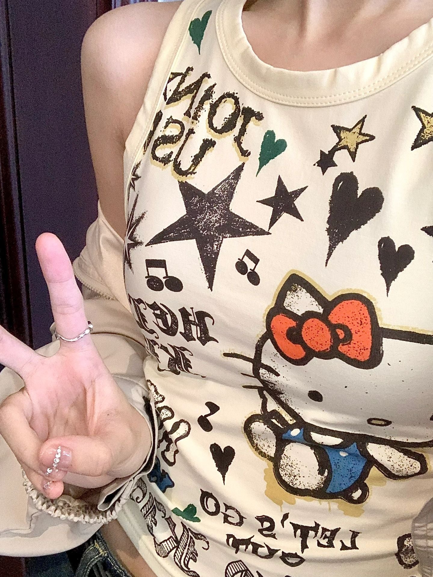 Hellokitty Women’s  Sleeveless Racer Back Tank Tops Halter Neck Crop Tops