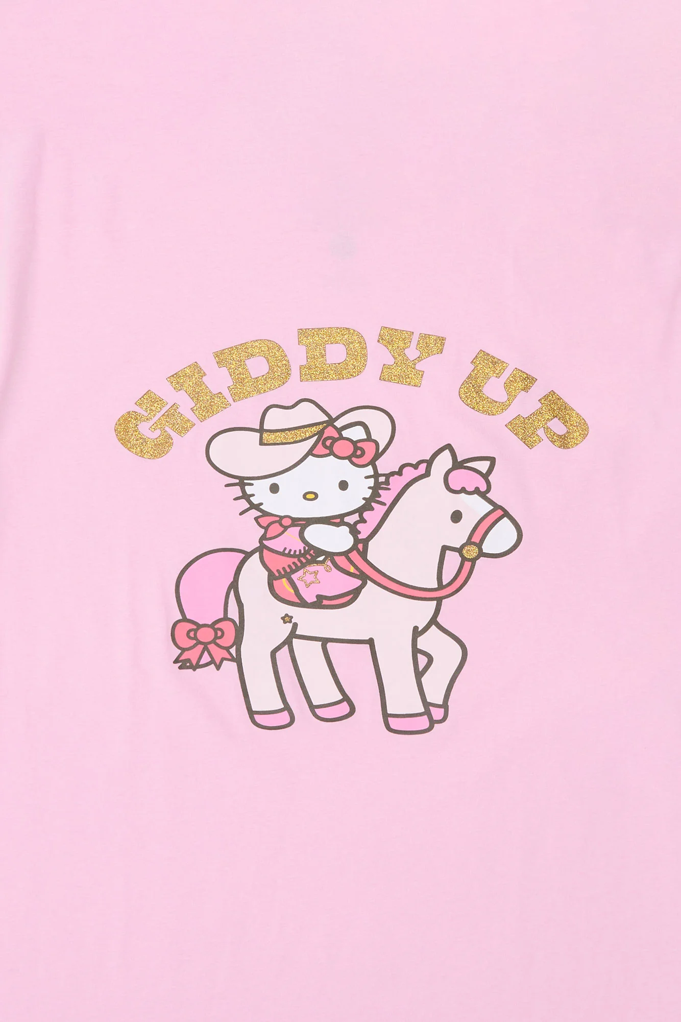 Hello Kitty Giddy Up Graphic Glitter Boyfriend Tee
