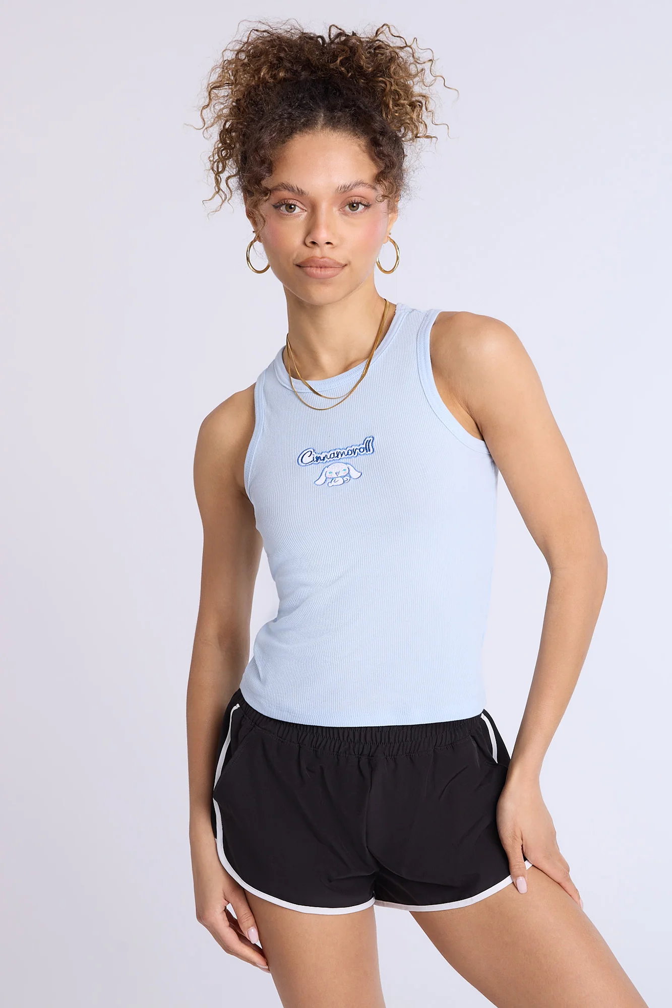 Cinnamoroll Embroidered Ribbed High Neck Tank Top