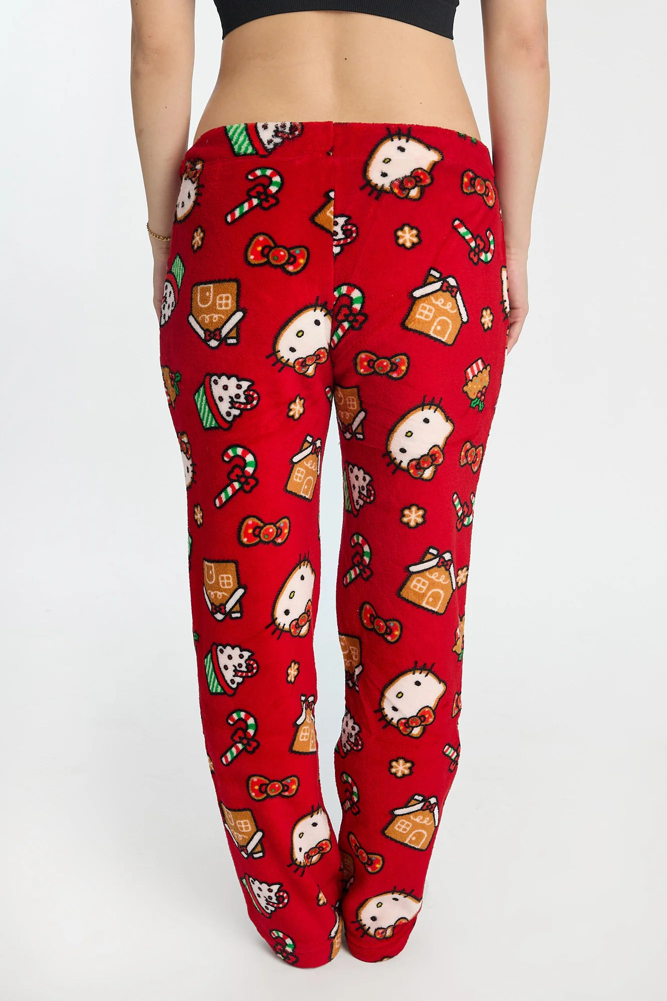 Hello Kitty Candy Cane Plush Pajama Pants