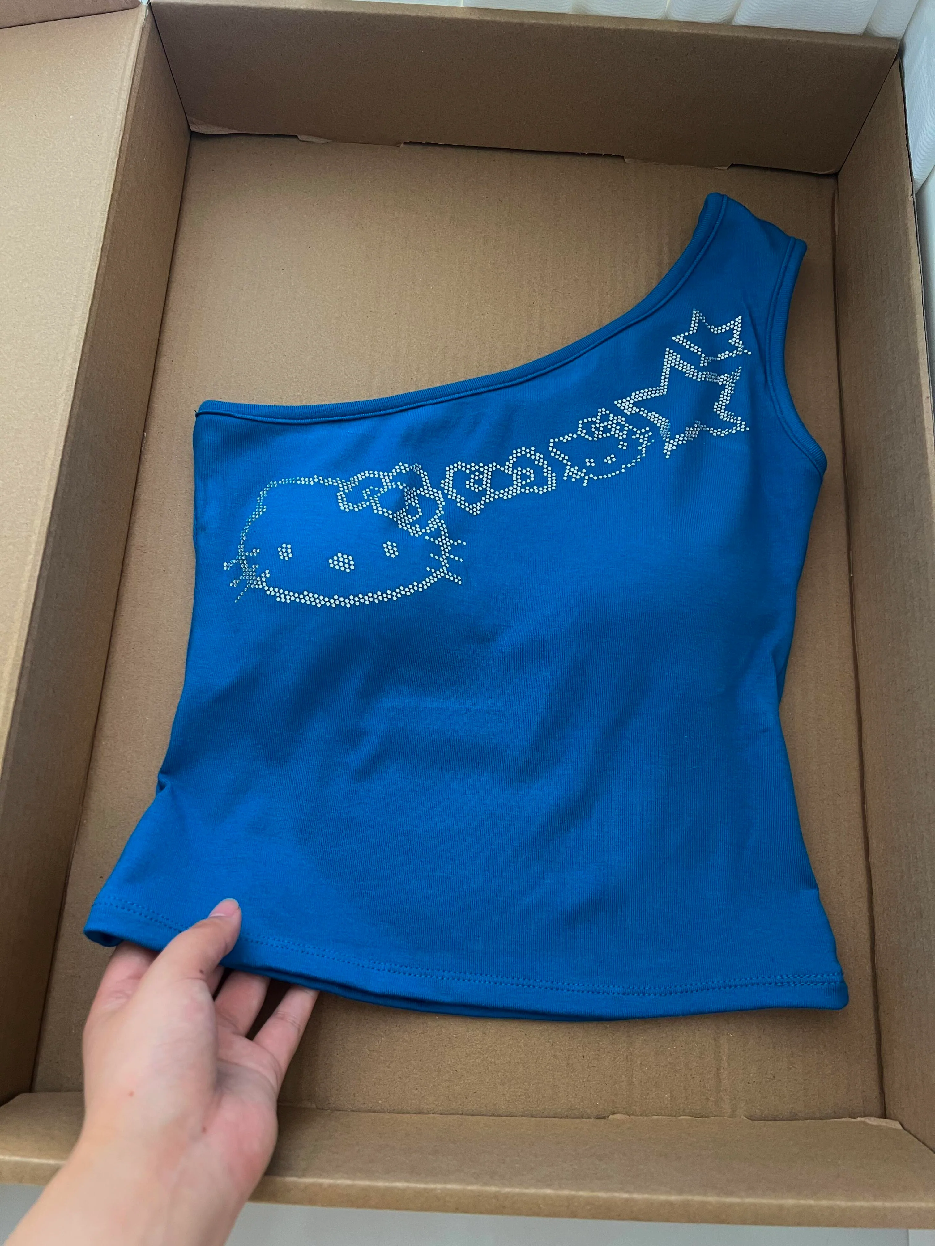 Hellokitty One Shoulder Tank Tops Summer Going Out Tops Asymmetrical Sleeveless Shirts