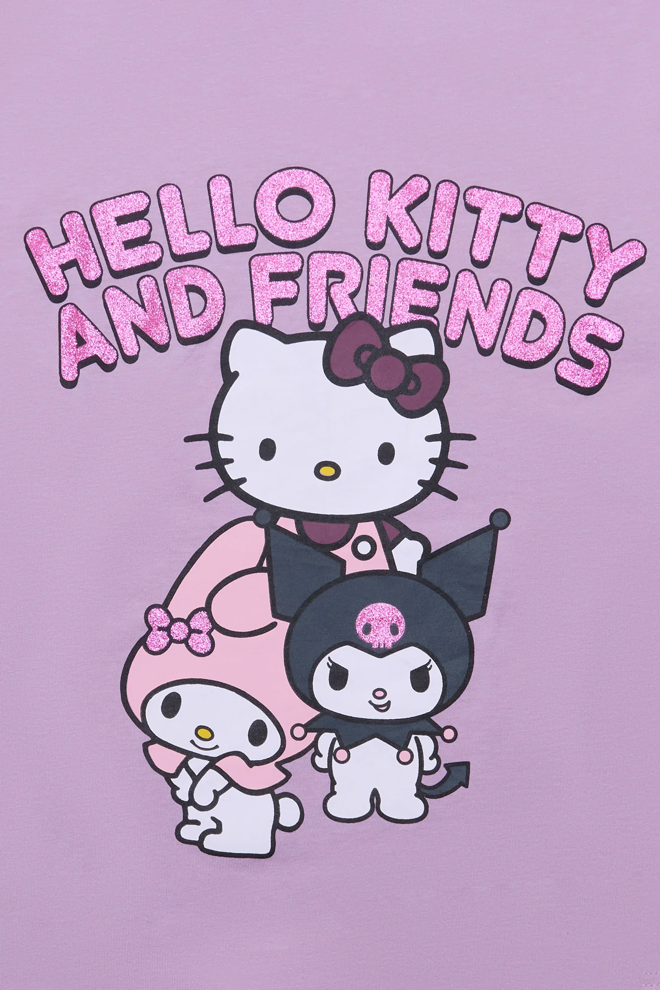 Hello Kitty And Friends Glitter Graphic Boxy Cropped Tee