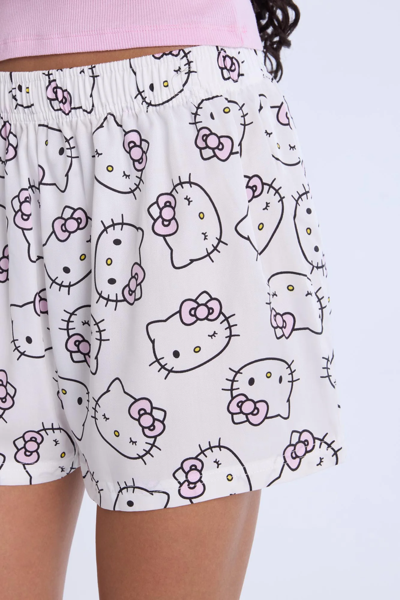 Hello Kitty Embroidered Pajama Tank Top And Boxer Shorts 2-Piece Set