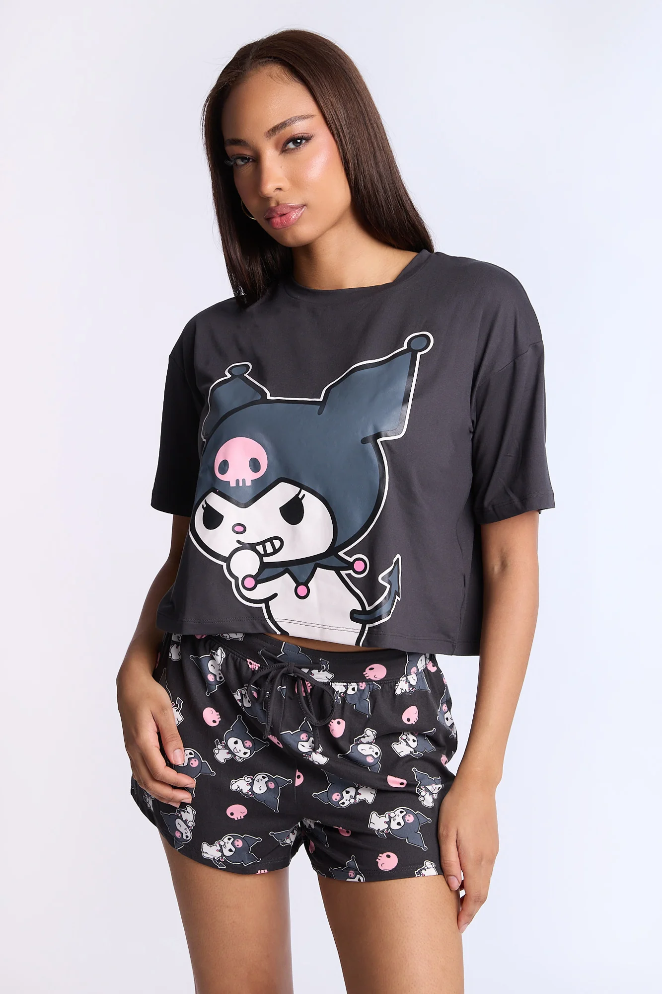 Kuromi Super Soft Pajama Tee And Shorts 2-Piece Set
