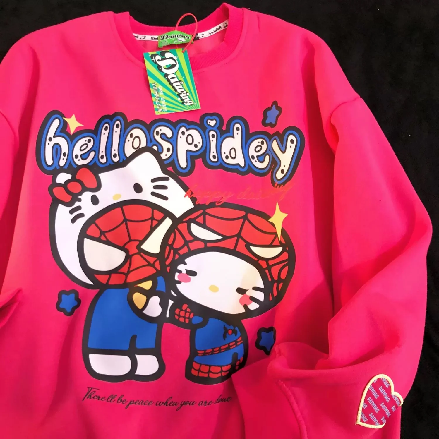 KT x Spiderman Sweatshirts Hoodies Crewneck Oversized Pullover Sweaters Casual Comfy Fall Fashion Outfits Clothes Valentine's Day Gift