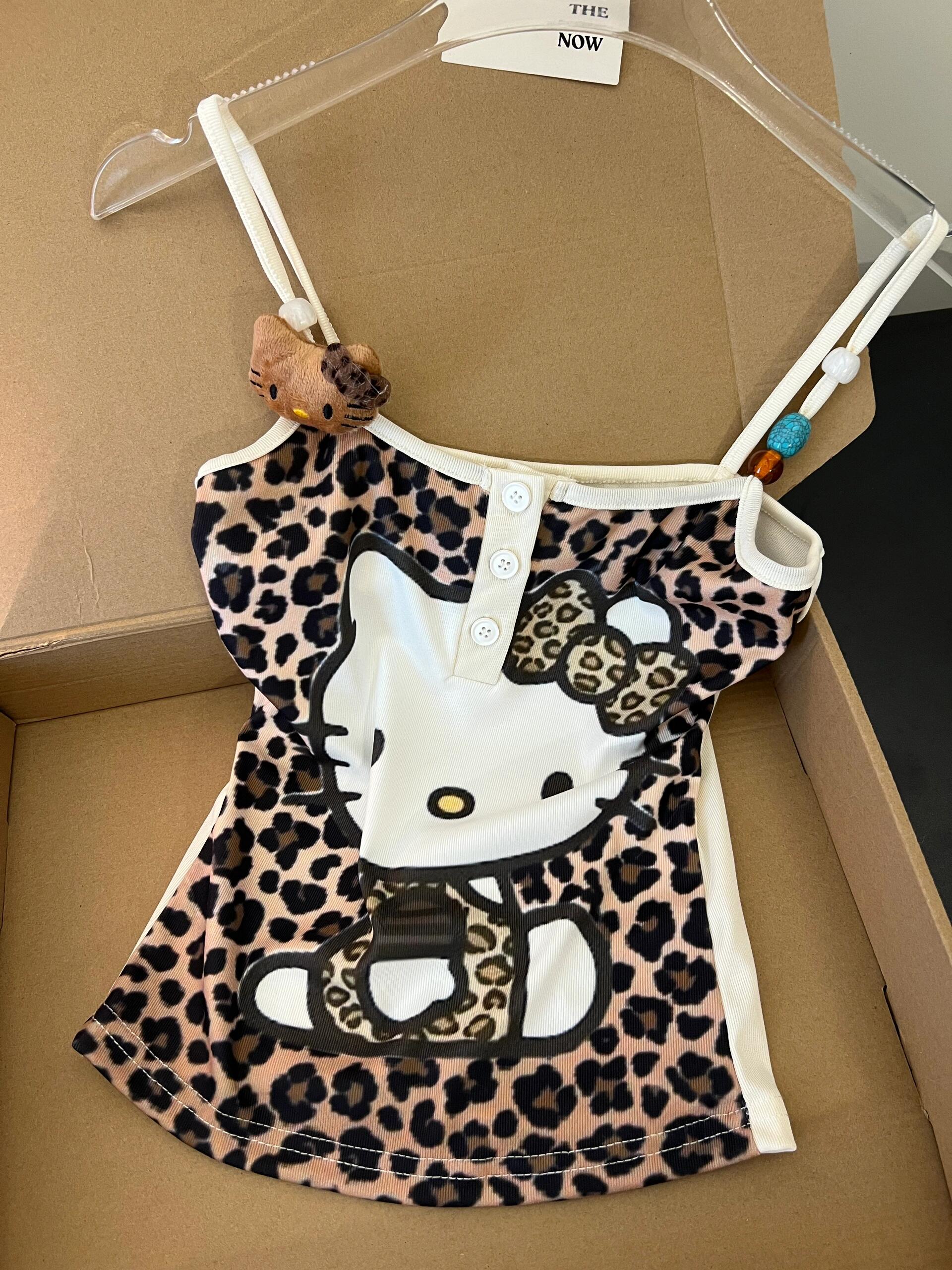 Hellokitty Women's Leopard Print Cami Crop Top Halter Tie Backless Y2k Tops