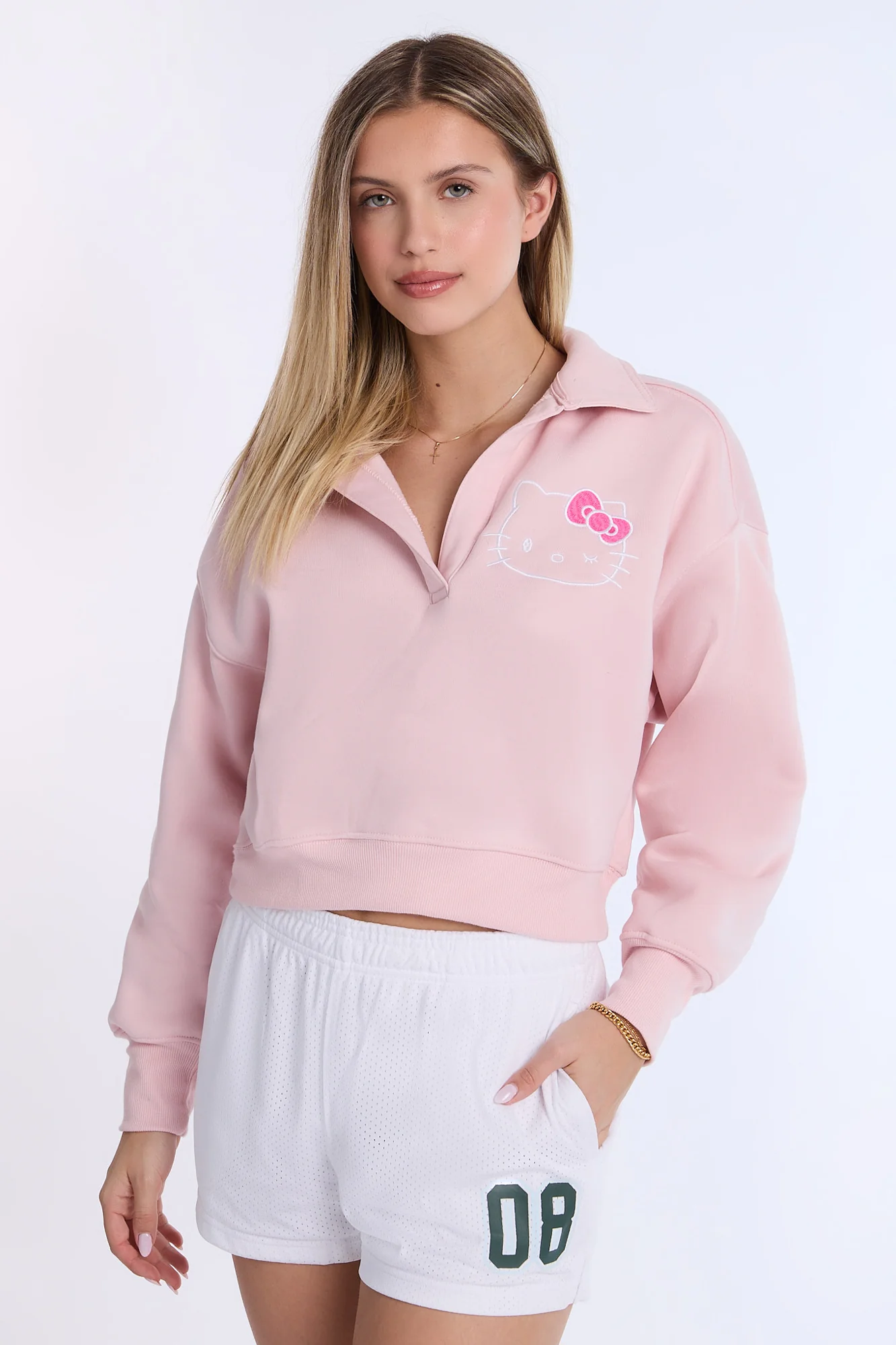 Hello Kitty Embossed Polo Sweatshirt