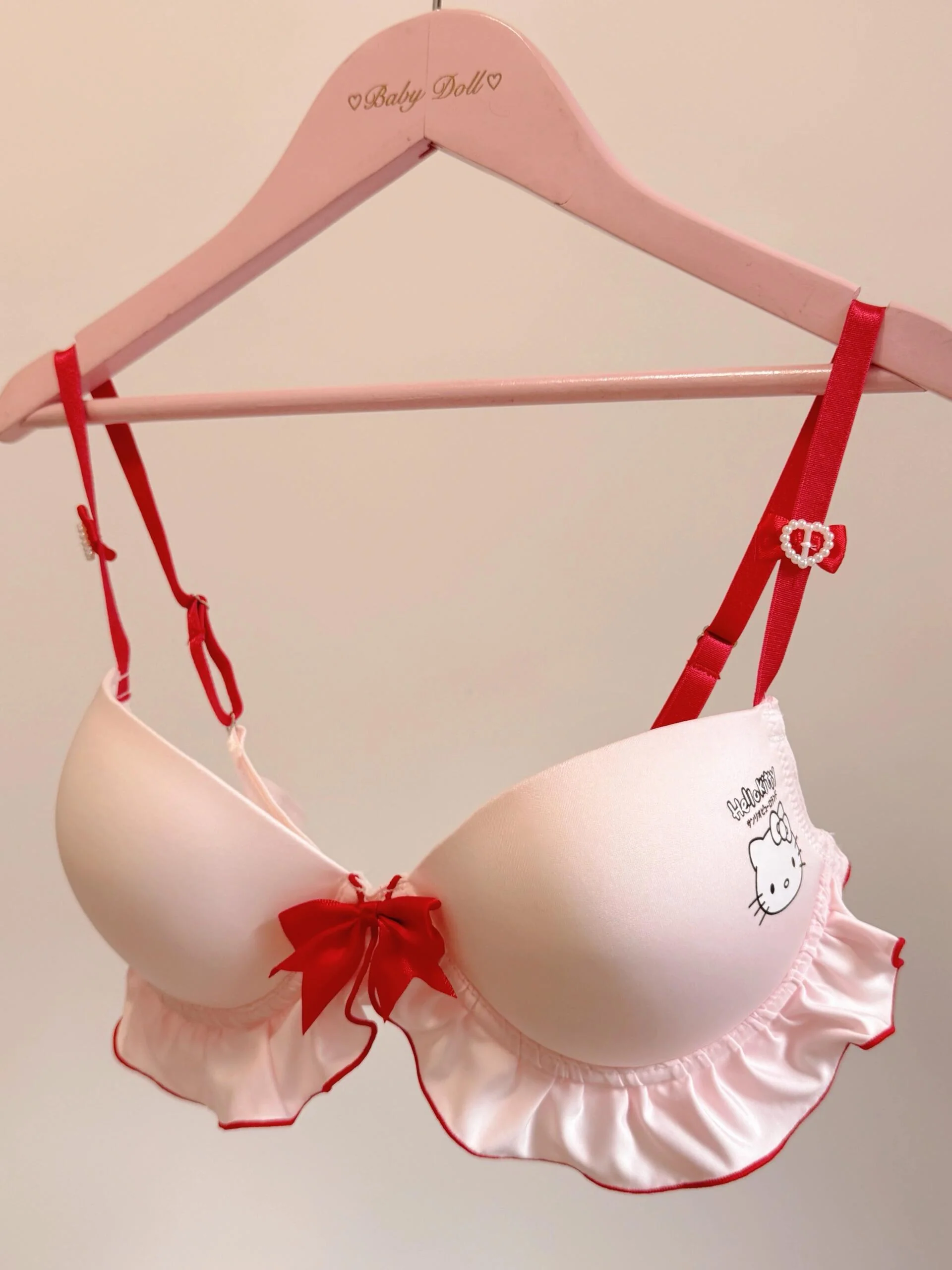 Hellokitty Underwire Cute Push Up Strappy Lingerie Set Panty Bra