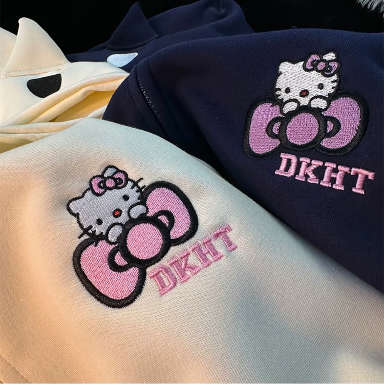 KT Women's Cute Hoodies Teen Girl Fall Jacket Oversized Sweatshirts Casual Drawstring Zip Up Y2K Hoodie with Pocket