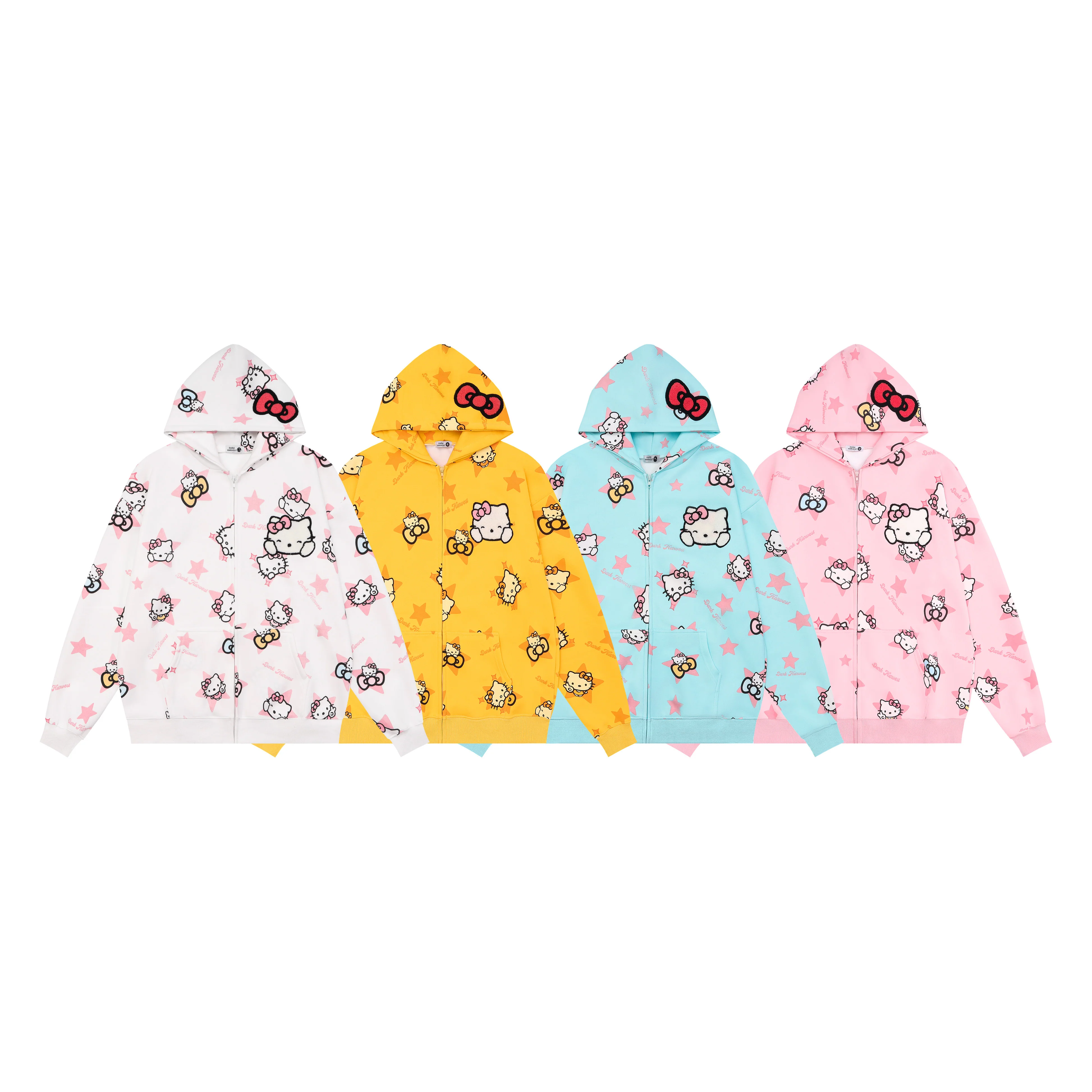 Hellokitty Hoodies Jacket Oversized Sweatshirts Casual Zip Up Y2K Hoodie with Pocket