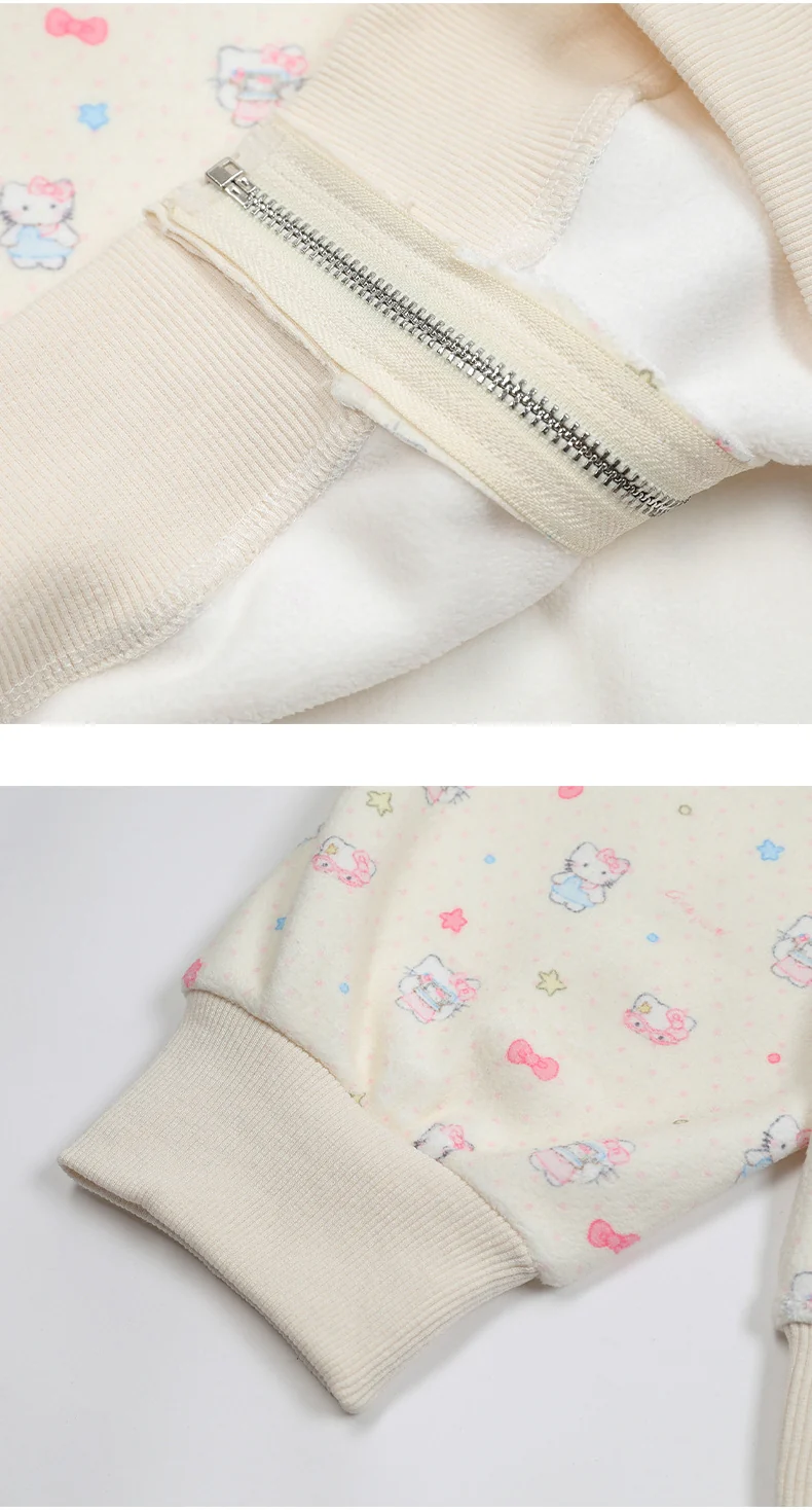 Hellokitty Cute Hoodies Fall Jacket Oversized Sweatshirts Casual Drawstring Zip Up Y2K Hoodie with Pocket