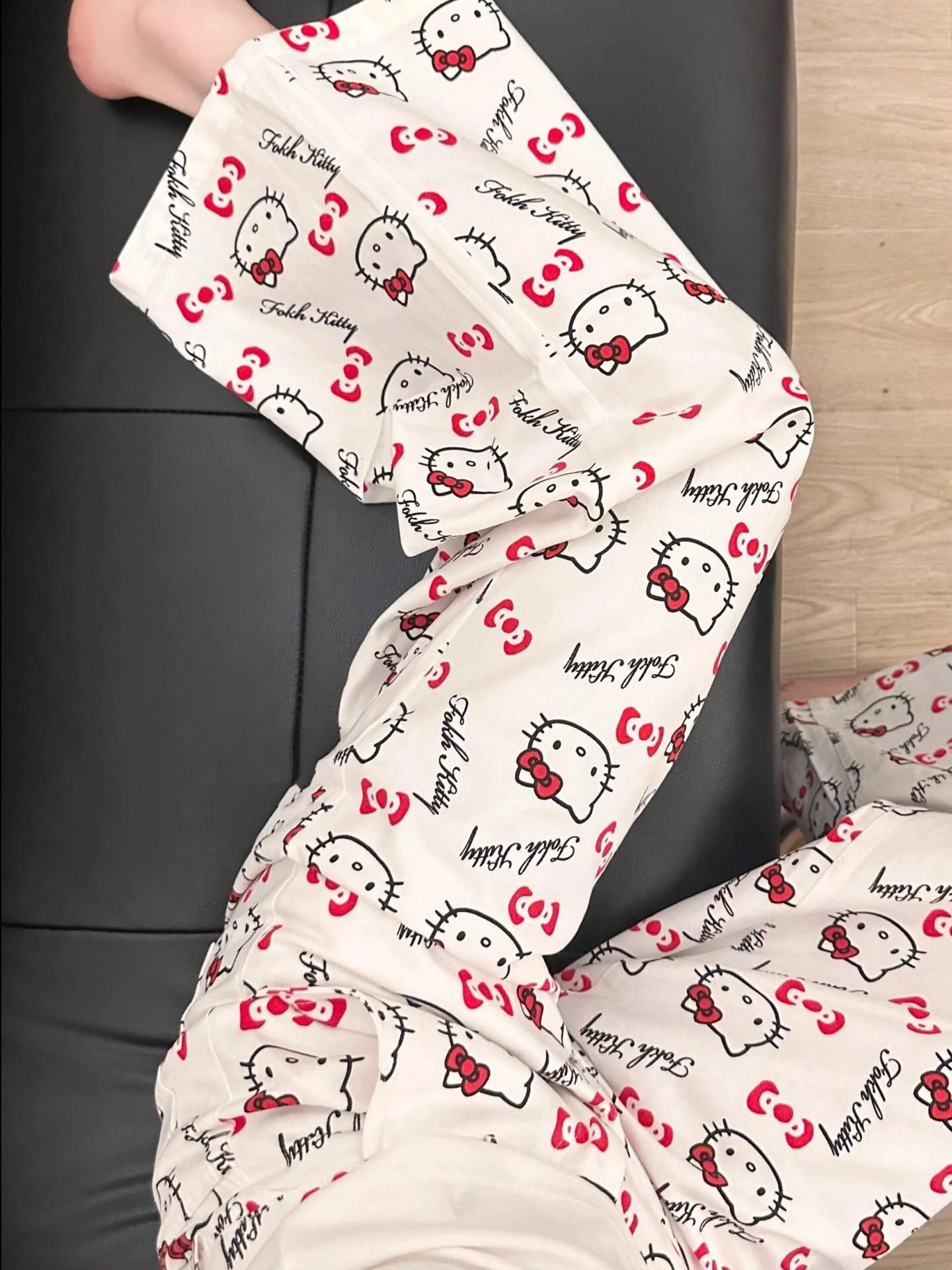 Hellokitty WHite Pocket Embroidery Wide Leg Jeans High Waist Baggy Jeans for Women Loose Boyfriends Jeans Denim Pants