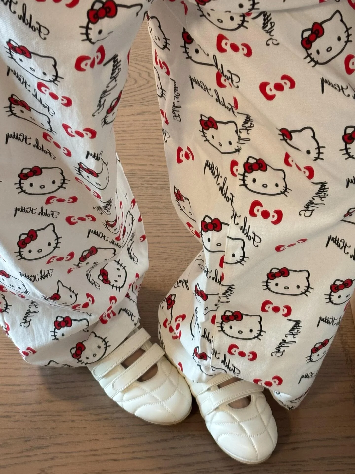 Hellokitty WHite Pocket Embroidery Wide Leg Jeans High Waist Baggy Jeans for Women Loose Boyfriends Jeans Denim Pants