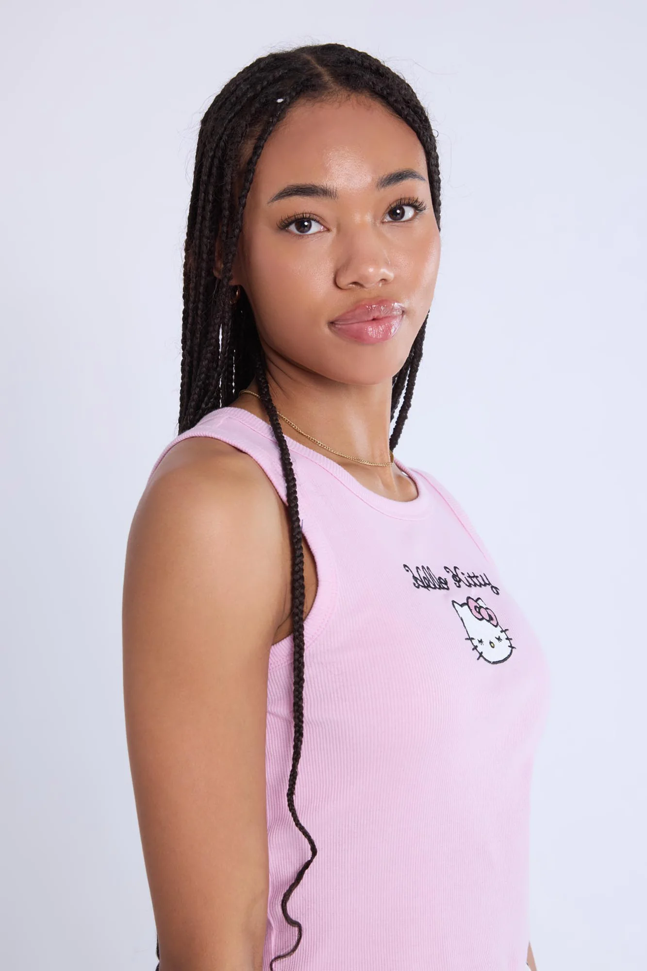 Hello Kitty Embroidered Pajama Tank Top And Boxer Shorts 2-Piece Set