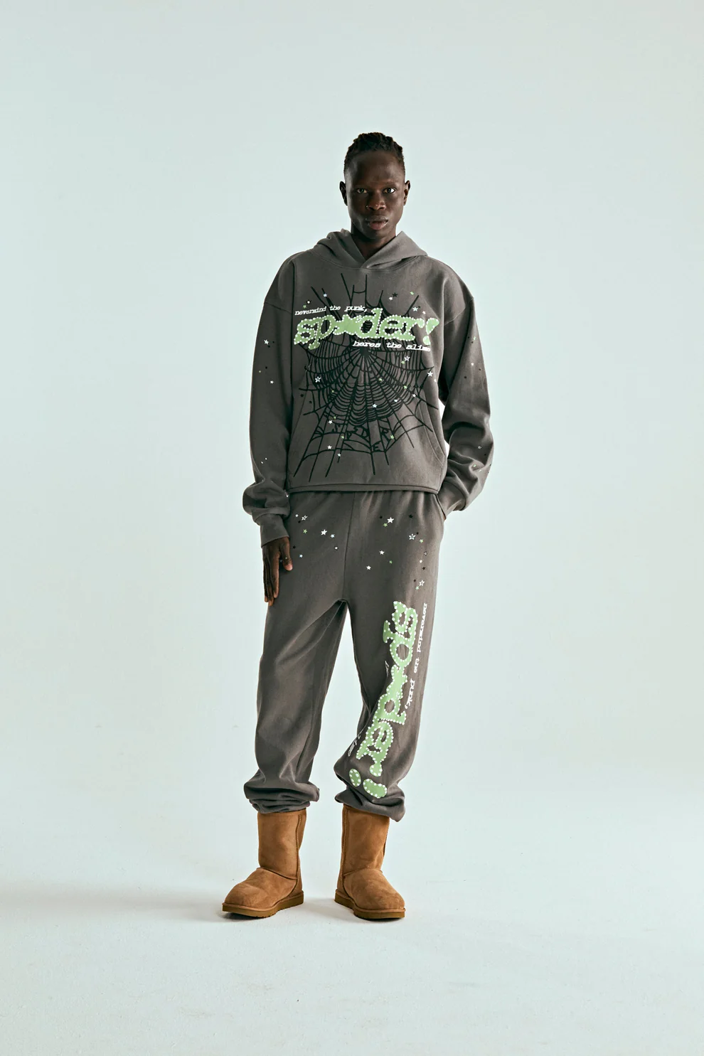 Sp5der Punk V2 Hoodie Slate Grey