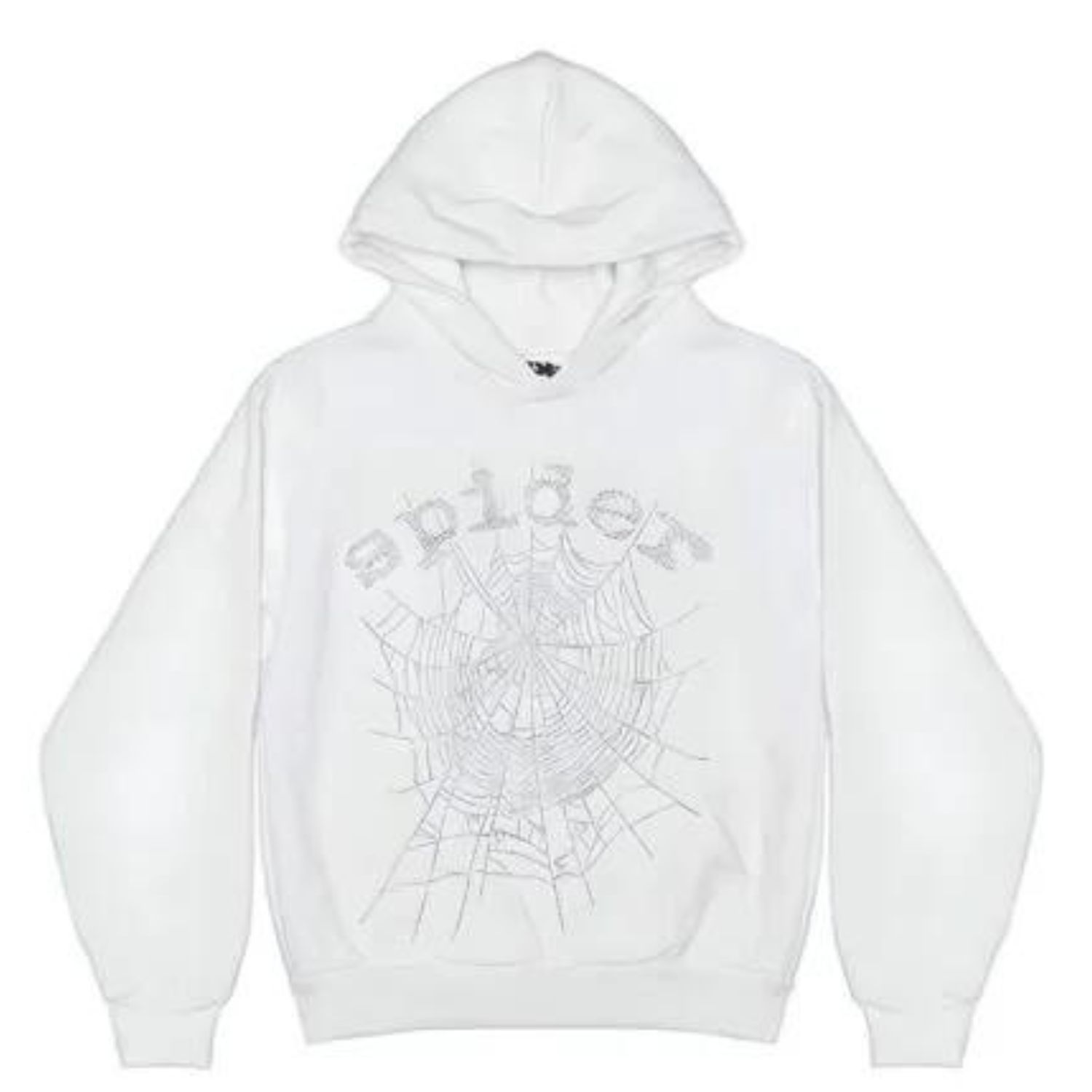 Sp5der OG Rhinestone Logo Hoodie White