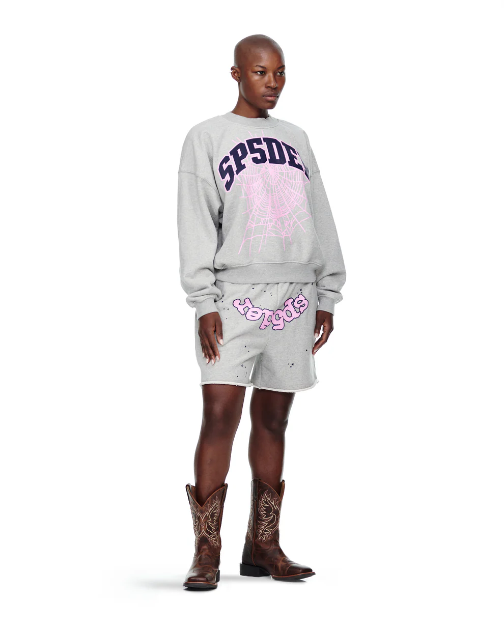Sp5der Varsity Web Crewneck Heather Grey