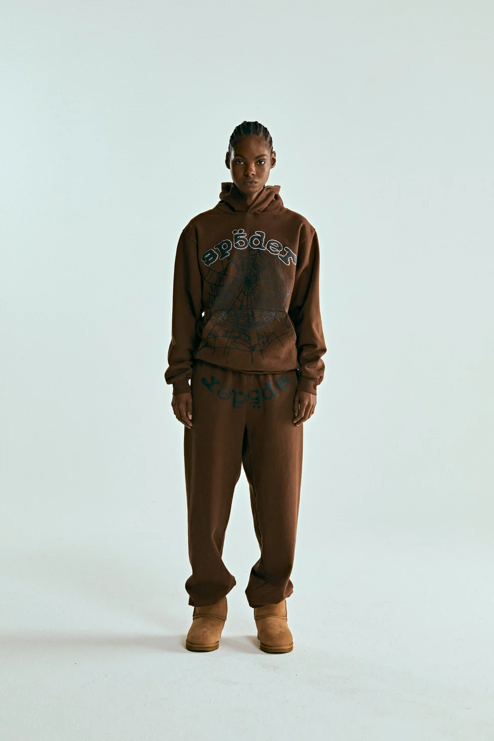 SP5DER OG WEB HOODIE BROWN