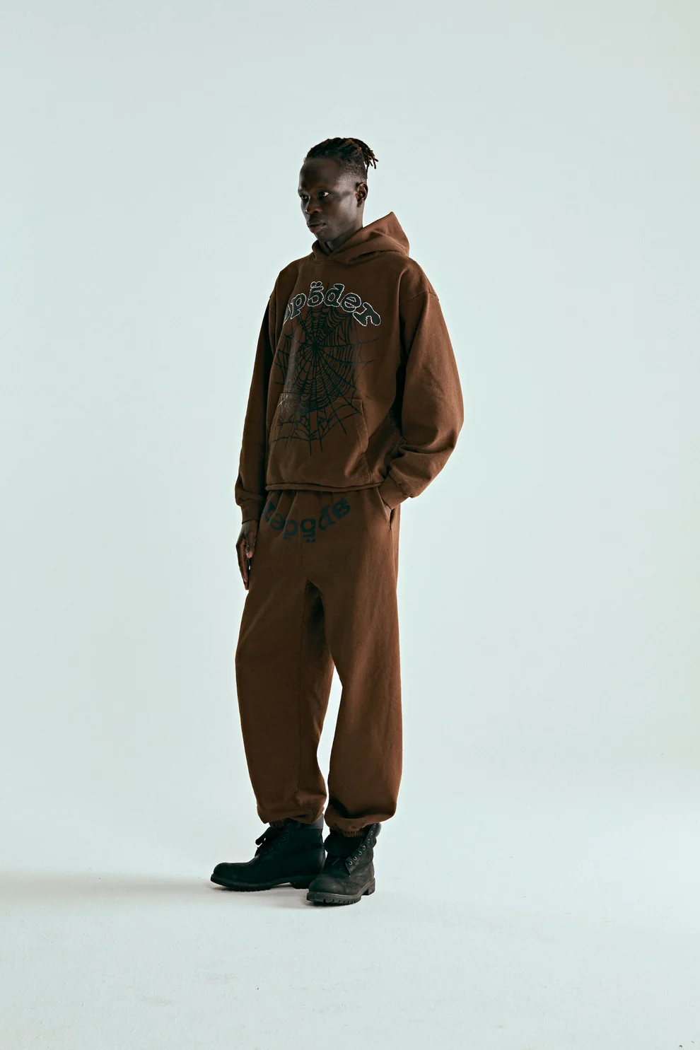 SP5DER OG WEB HOODIE BROWN