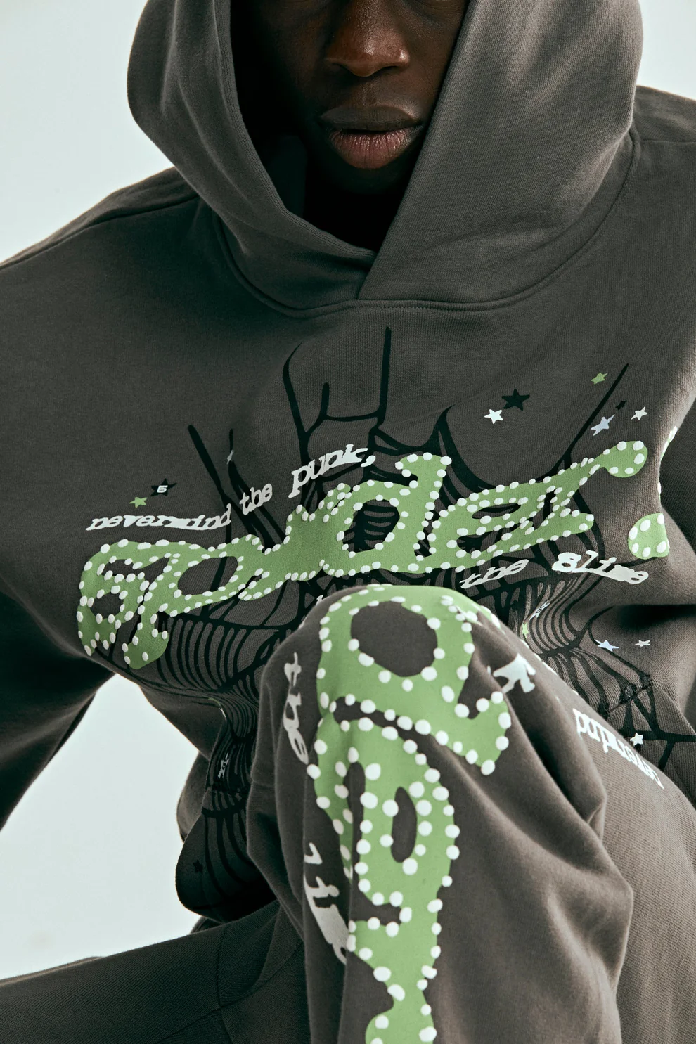 Sp5der Punk V2 Hoodie Slate Grey