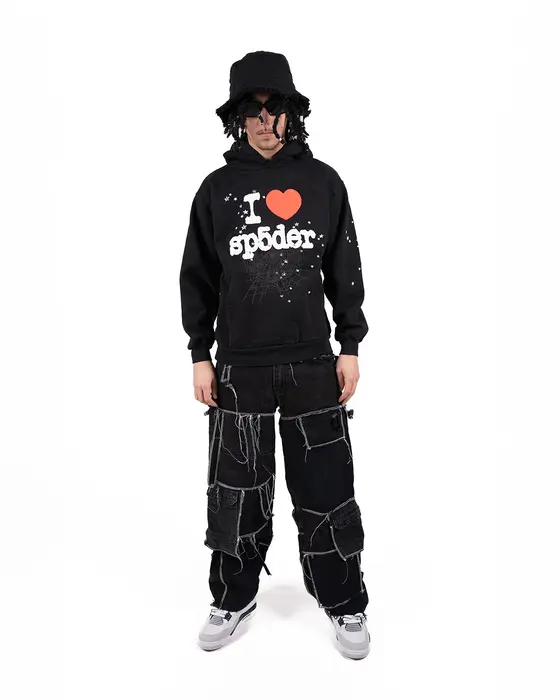 Sp5der I Heart SP5 Souvenir Hoodie Black