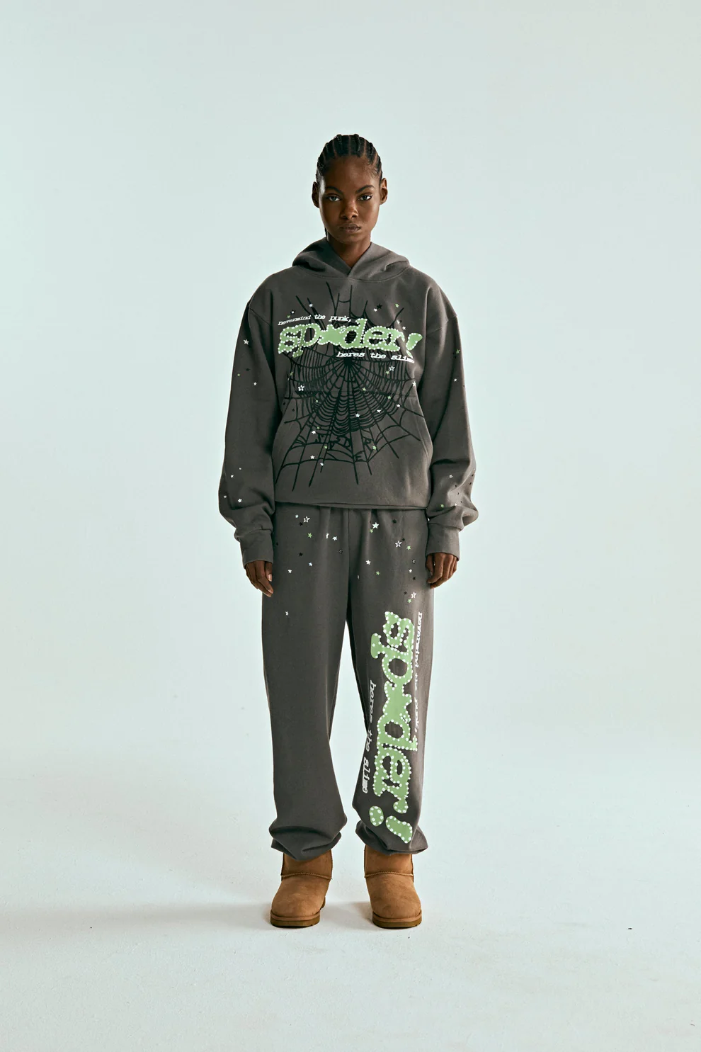 Sp5der Punk V2 Hoodie Slate Grey