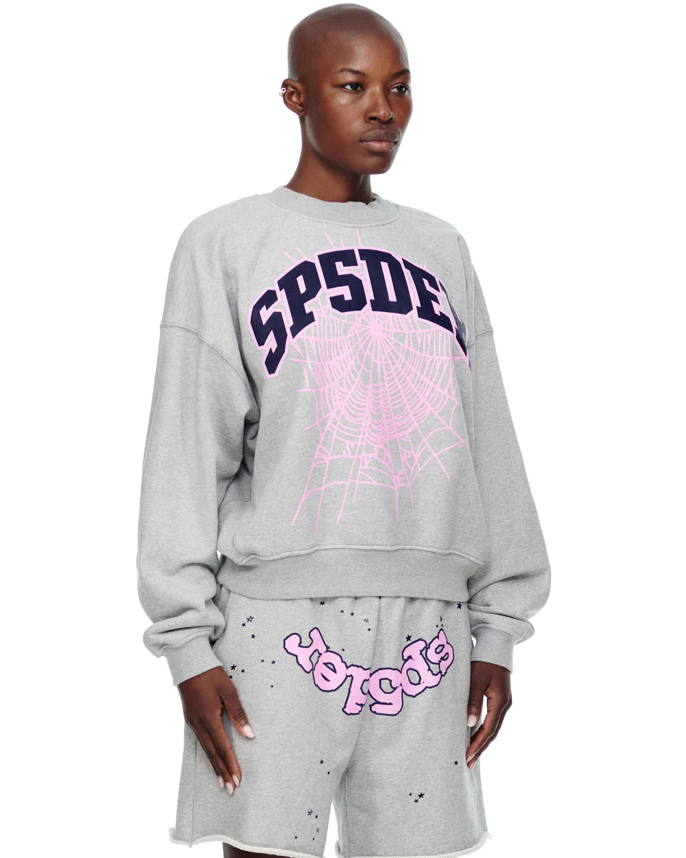 Sp5der Varsity Web Crewneck Heather Grey