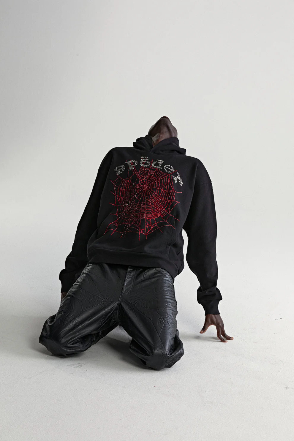 Sp5der OG Rhinestone Logo Hoodie Black
