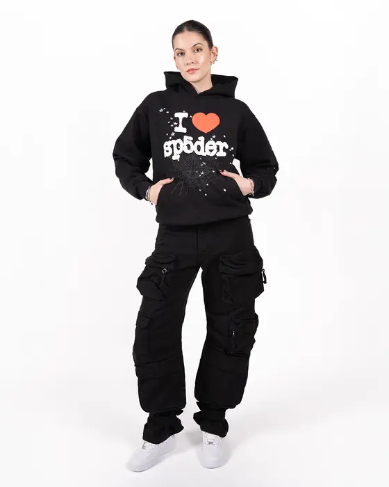 Sp5der I Heart SP5 Souvenir Hoodie Black