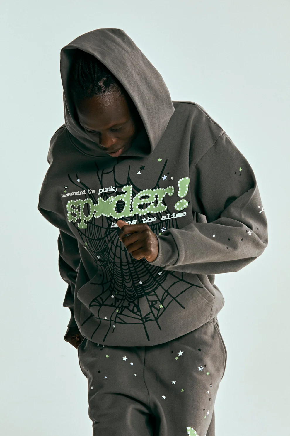 Sp5der Punk V2 Hoodie Slate Grey