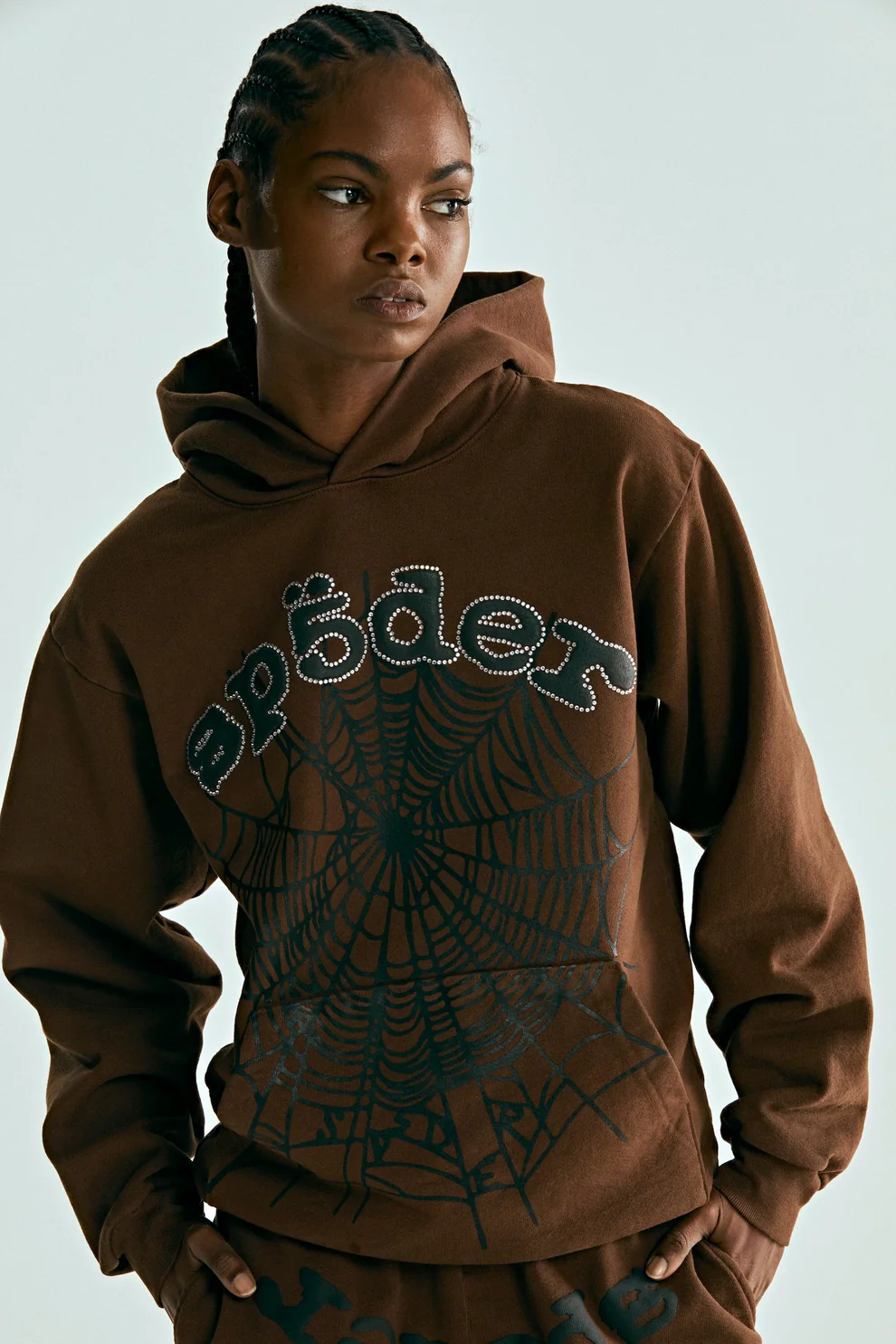 SP5DER OG WEB HOODIE BROWN