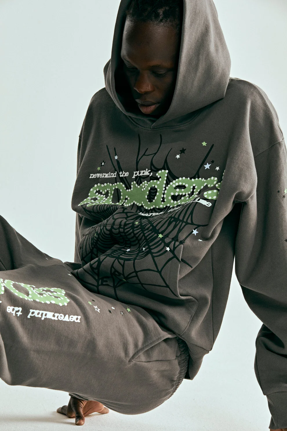 Sp5der Punk V2 Hoodie Slate Grey