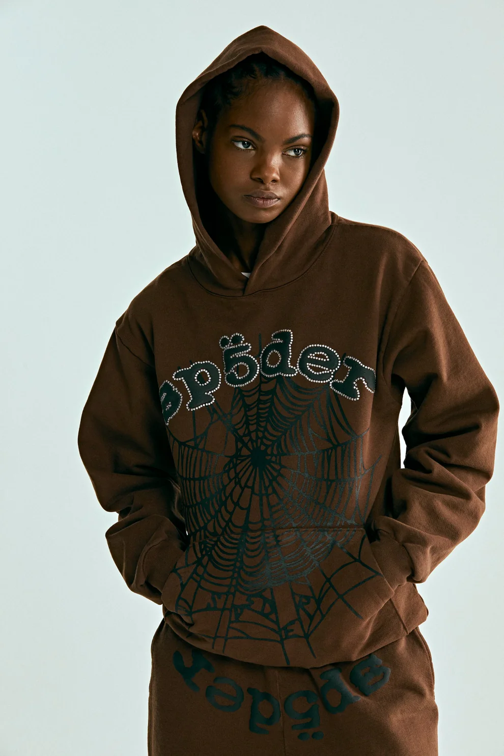 SP5DER OG WEB HOODIE BROWN