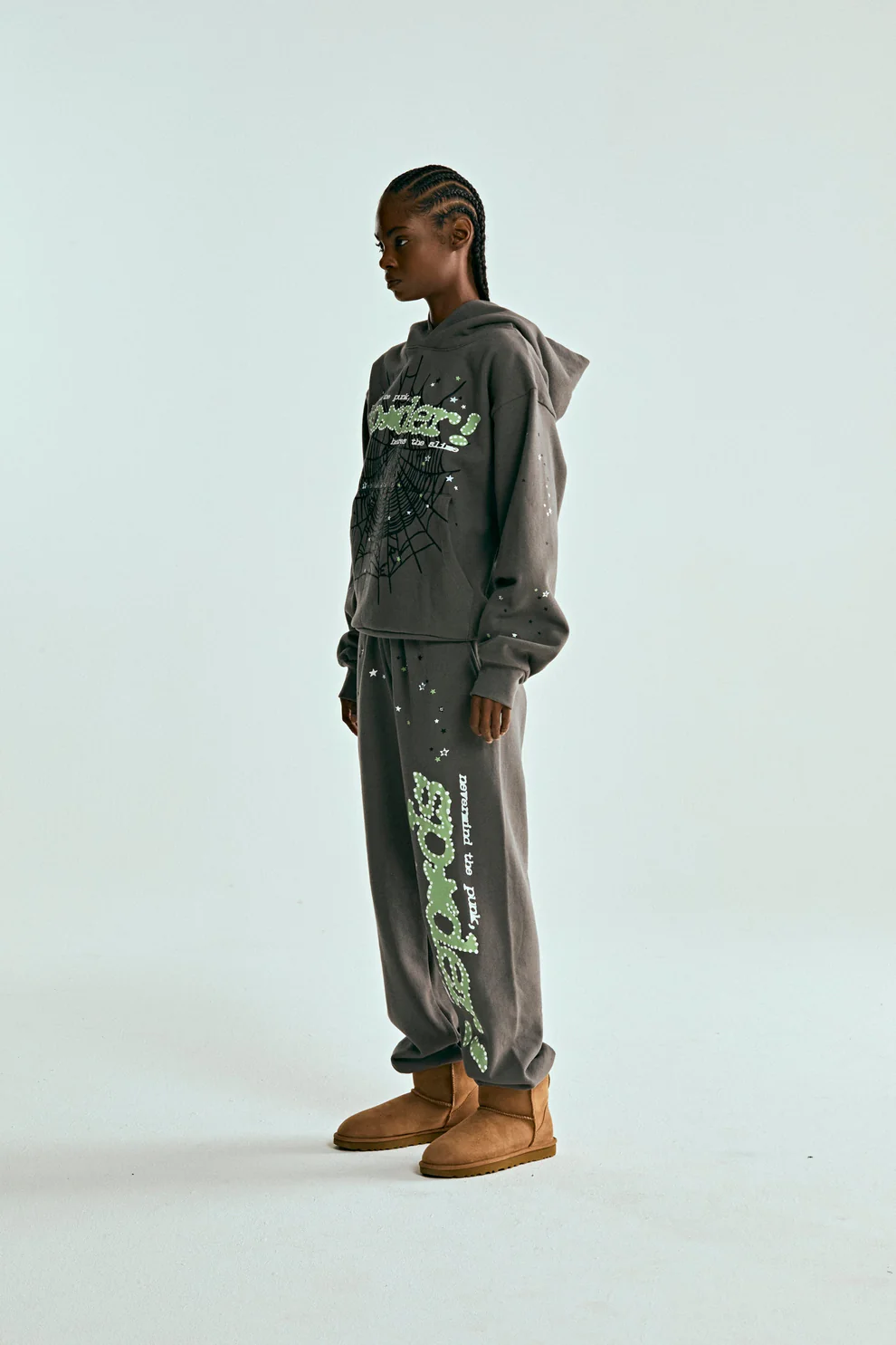 Sp5der Punk V2 Hoodie Slate Grey