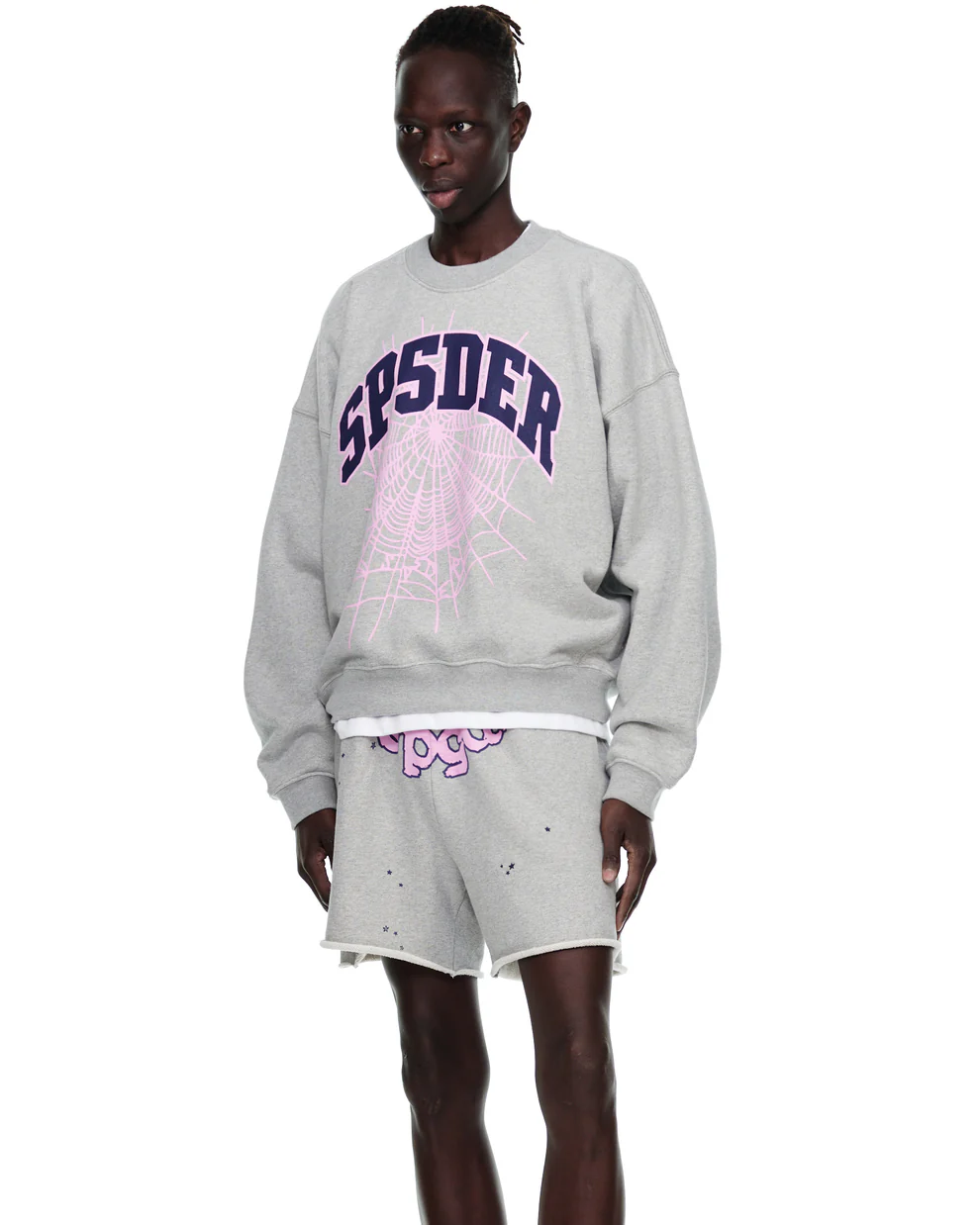 Sp5der Varsity Web Crewneck Heather Grey