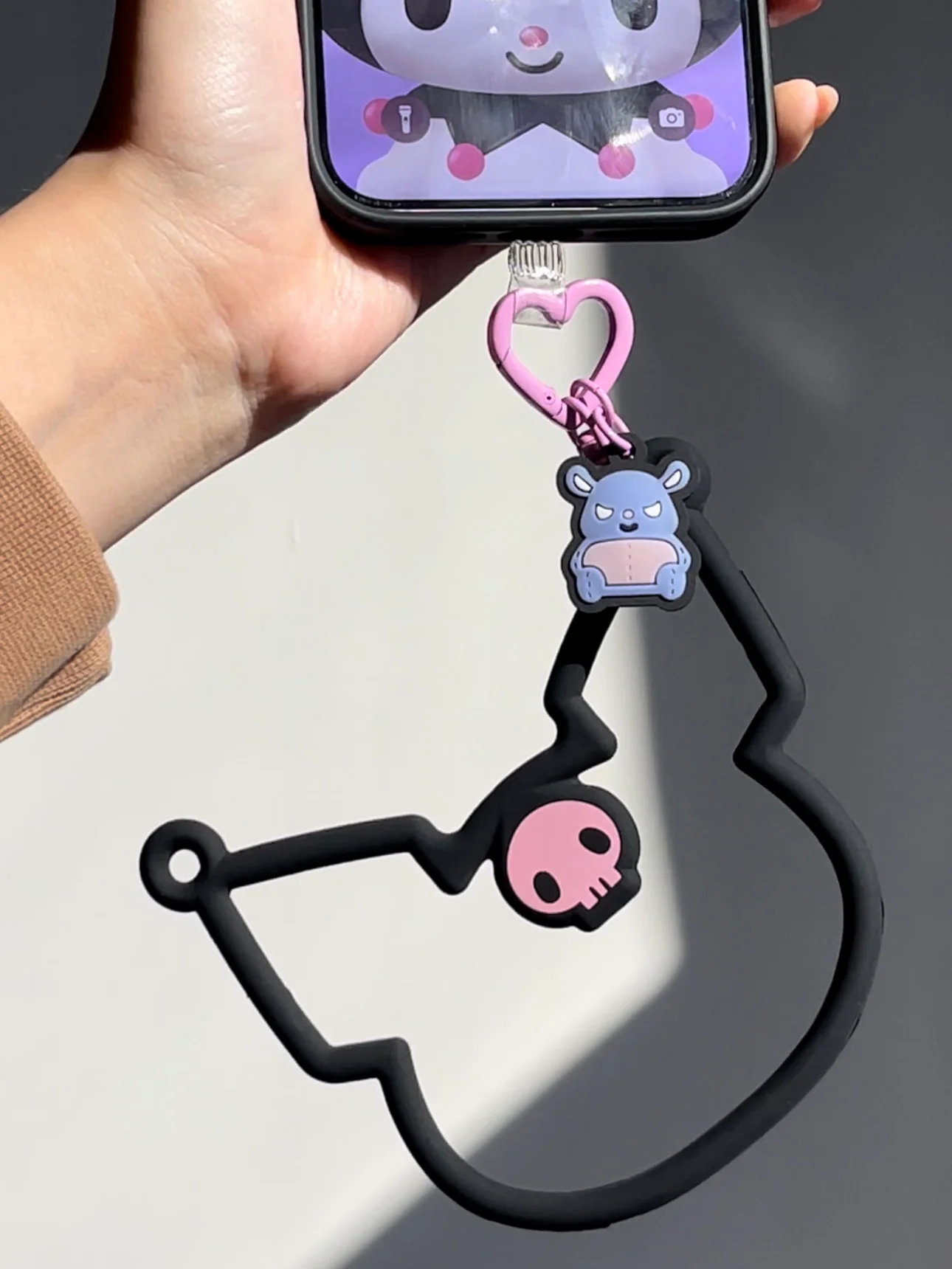 Sanrio Multi-ring Slicone Bracelet Phone Charm Phone Lanyard with Tether Tab Phone Chain Strap Hands-Free Wrist Strap