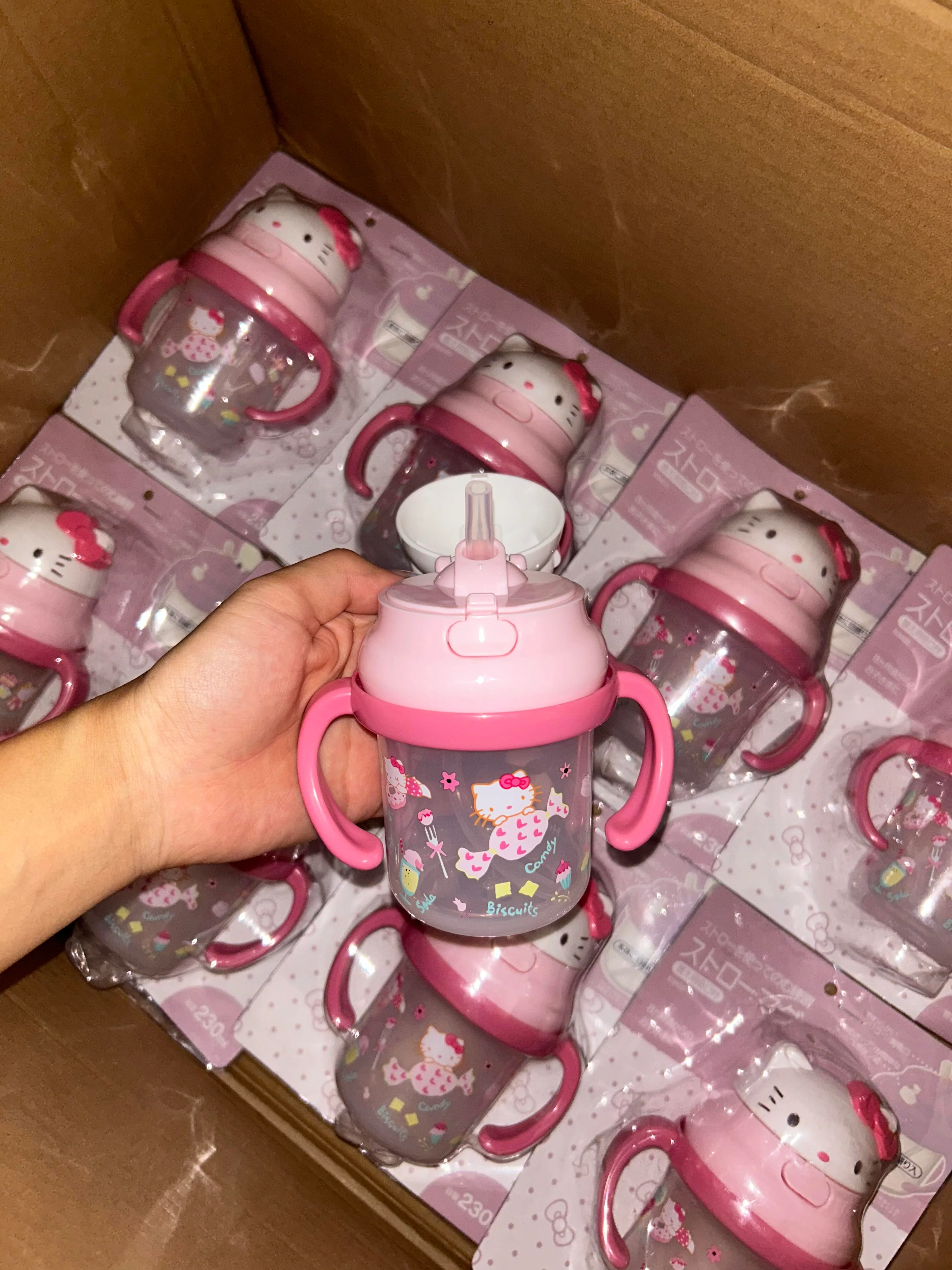 Hellokitty Drinking Cup No Spill Cute Water Bottle with Lids and Straws Leak Proof Handles