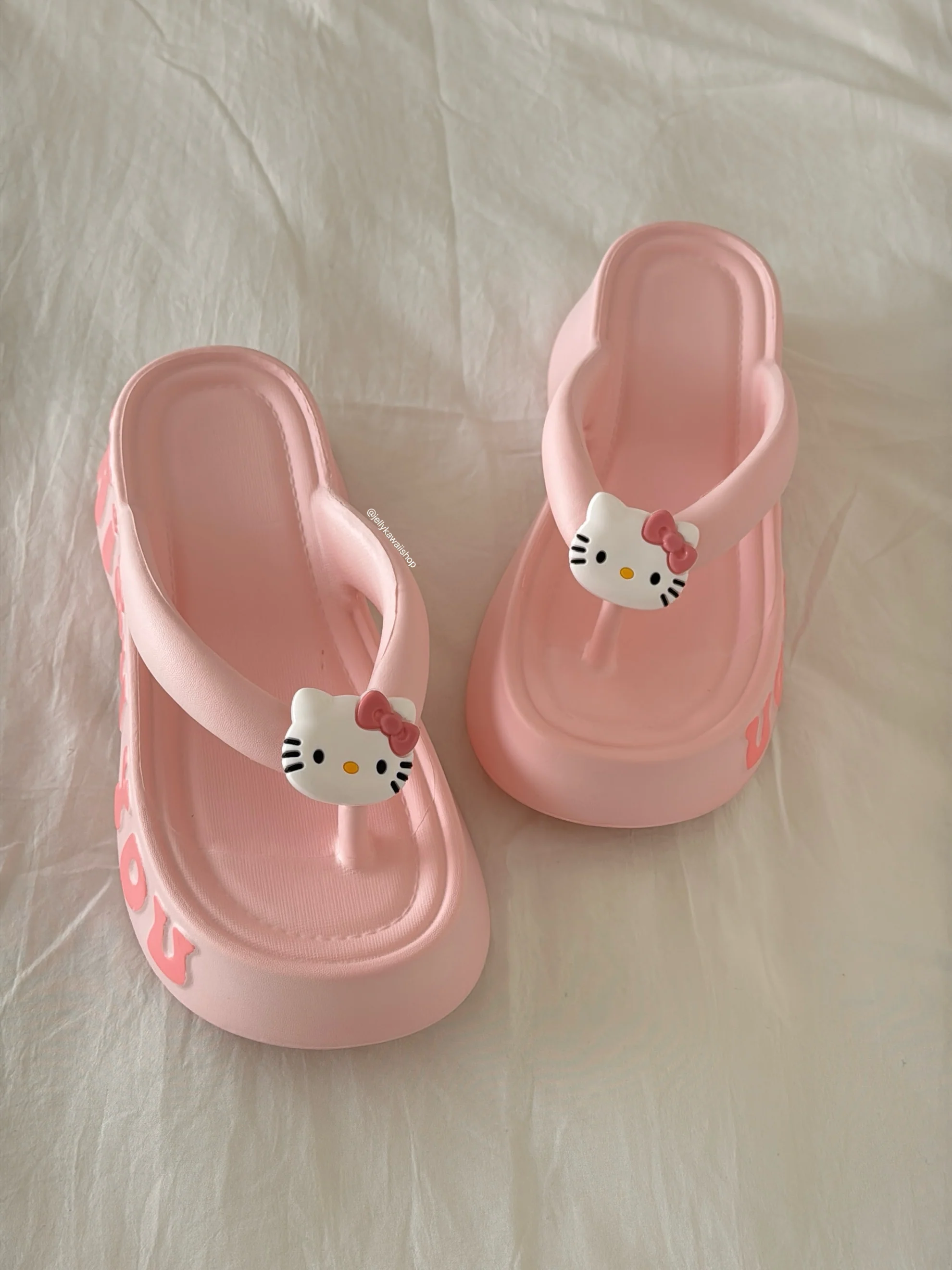 Hellokitty 6cm Sandals Cute Slippers Non-Slip Flip Flops Chunky Slippers