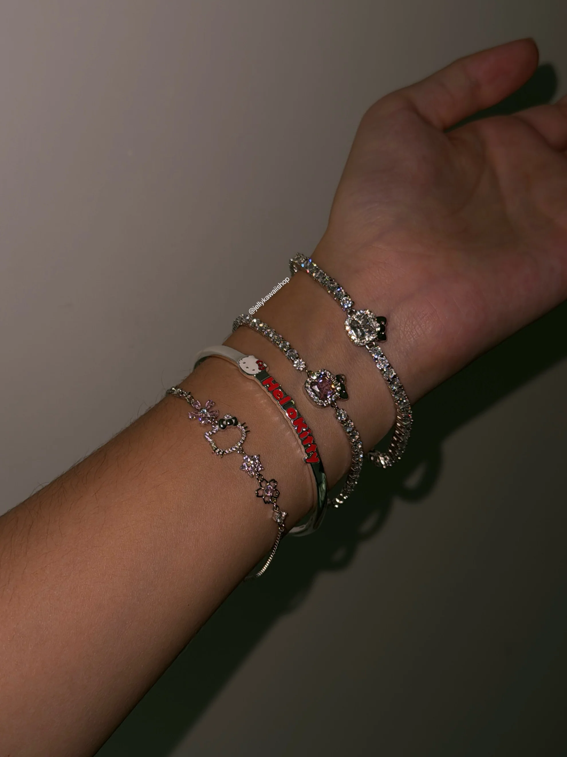 Sanrio Sterling Silver Cute Bracelet with Crystal | Birthday Christmas Jewelry Gifts for Women Girls（gift box)