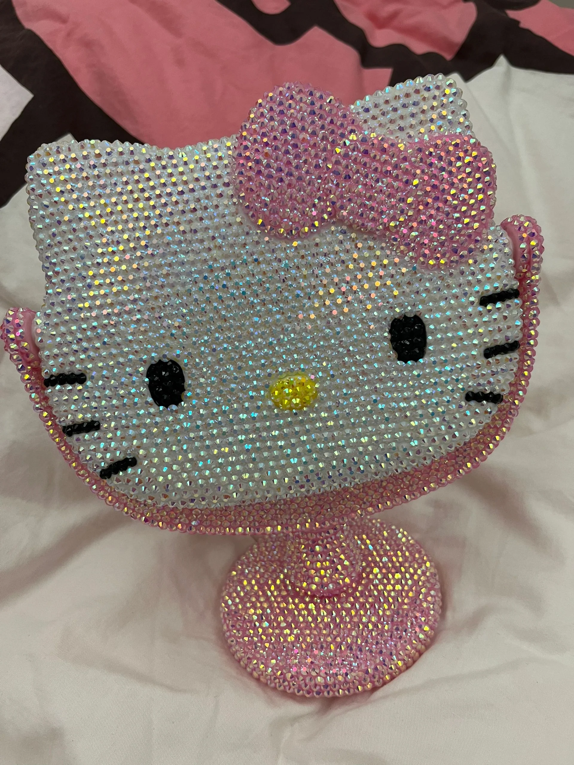 KT Bling Bling Tabletop Swivel Vanity Mirror Sparkly Compact Mirror Handmade Crystals