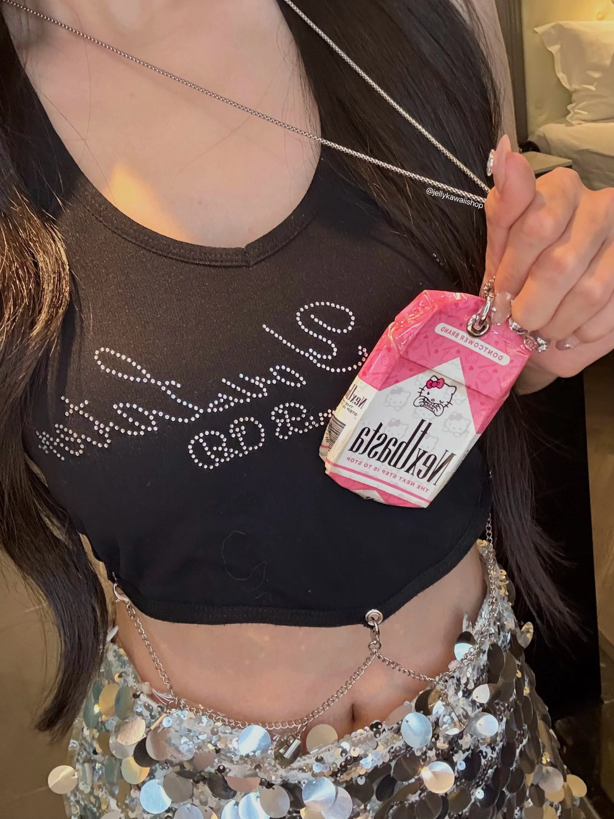 Hello Kitty Creative Handmade Empty Cigarette Pack Pendant Necklace Accessory Bag Charm