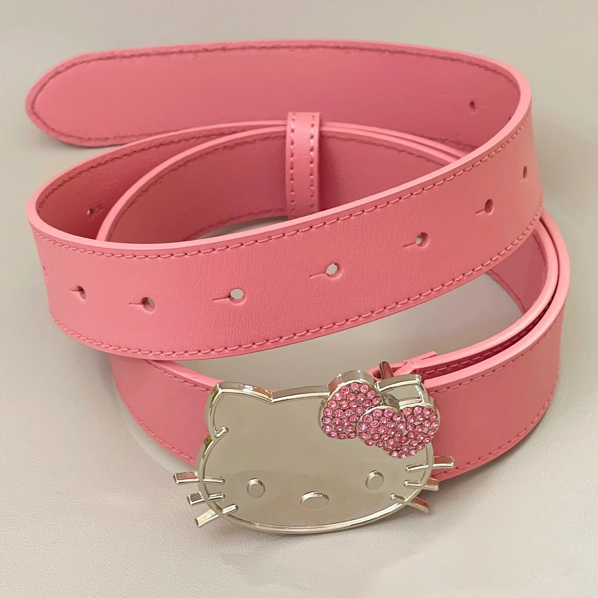 KT Rhinestone Belt Y2k Belt Cowgirl Leather Belt for Women