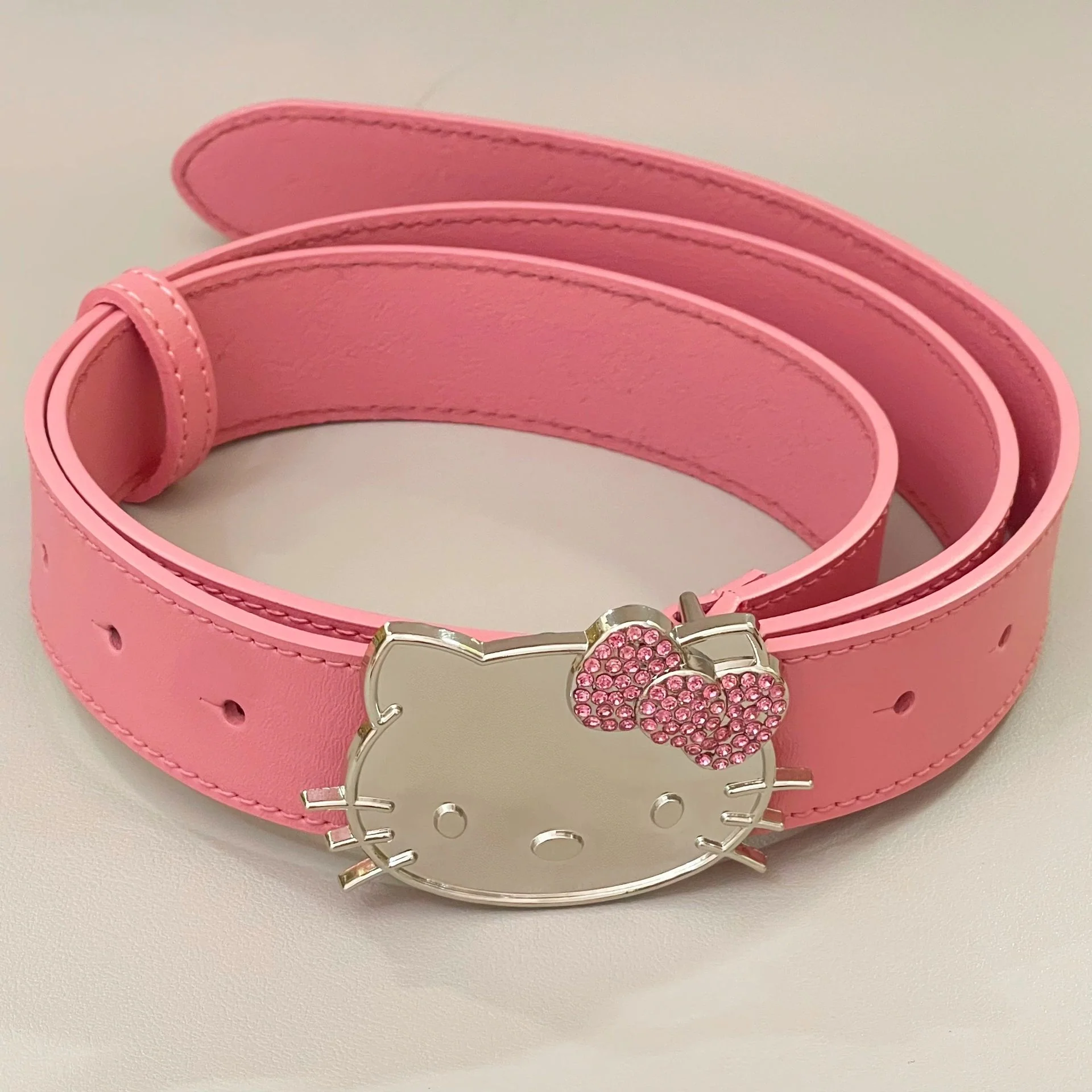 KT Rhinestone Belt Y2k Belt Cowgirl Leather Belt for Women