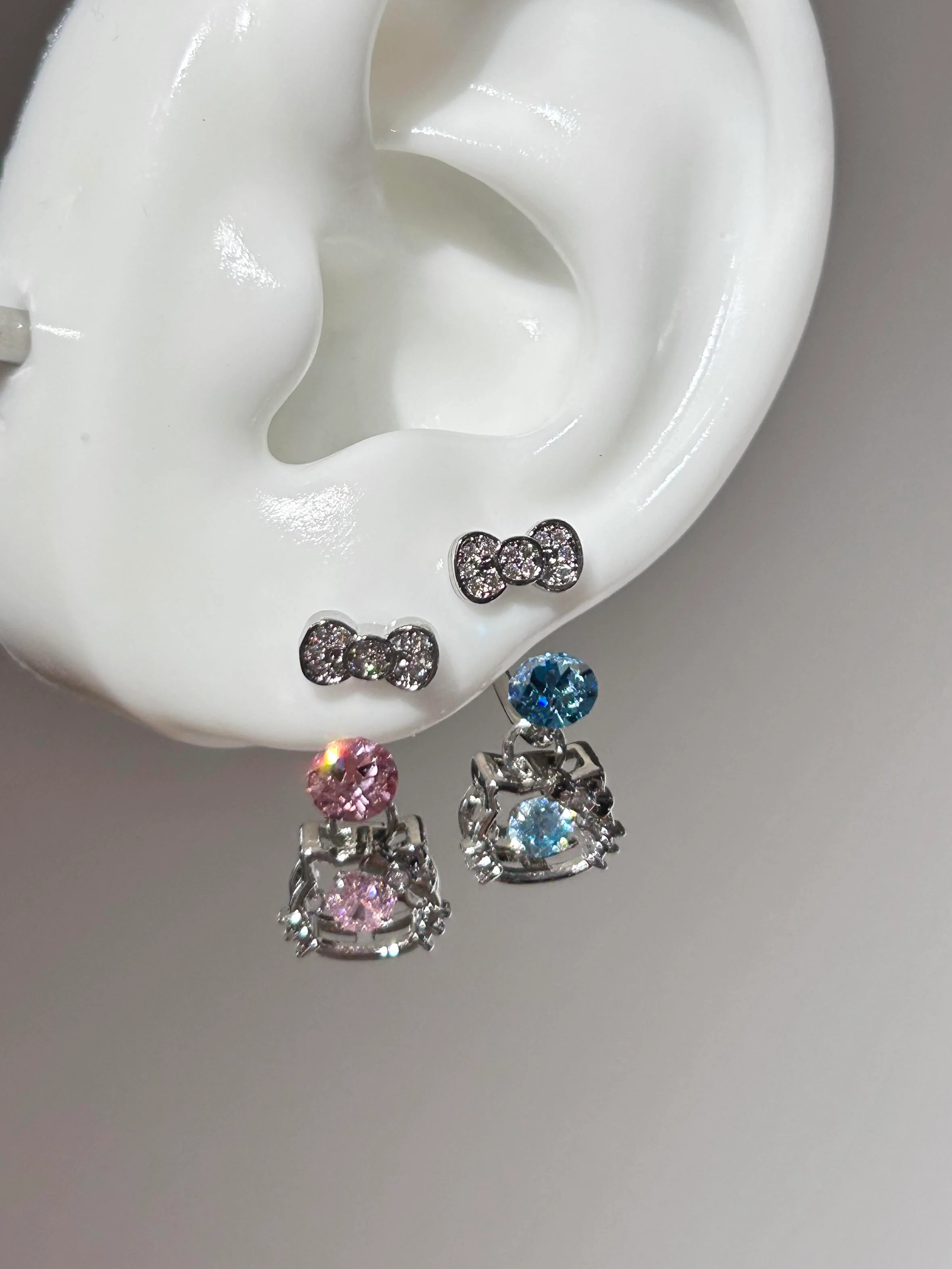 Hellokitty Pendant Pink bow Cute Rhinestone Earring