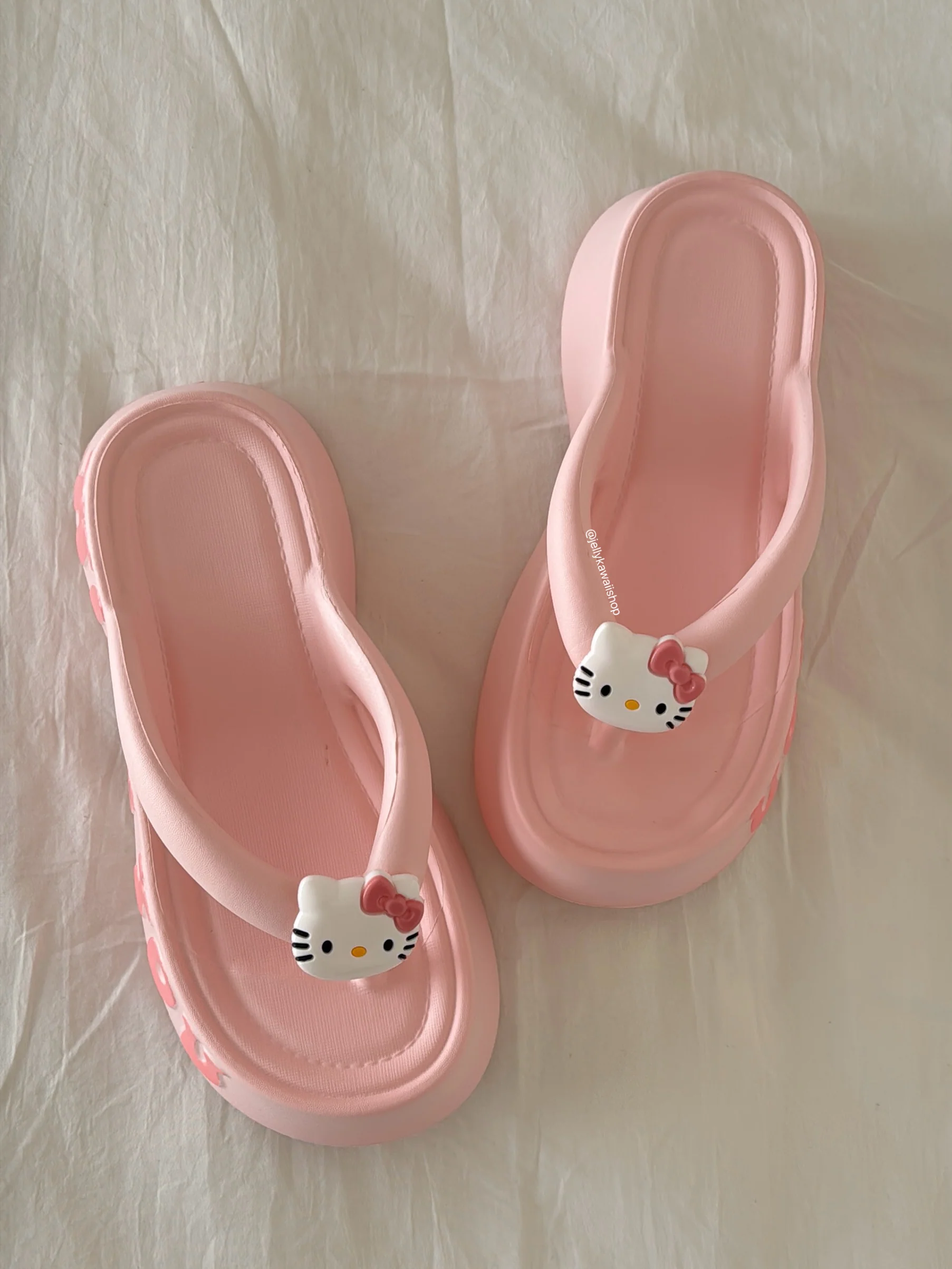 Hellokitty 6cm Sandals Cute Slippers Non-Slip Flip Flops Chunky Slippers