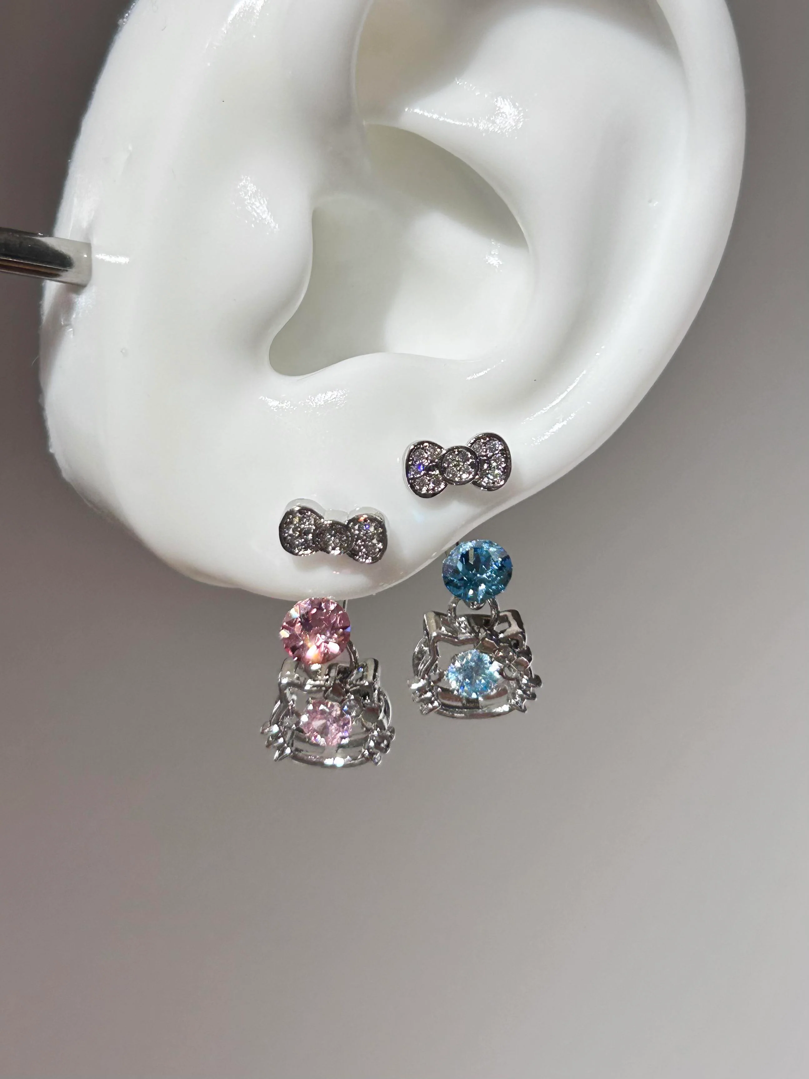 Hellokitty Pendant Pink bow Cute Rhinestone Earring