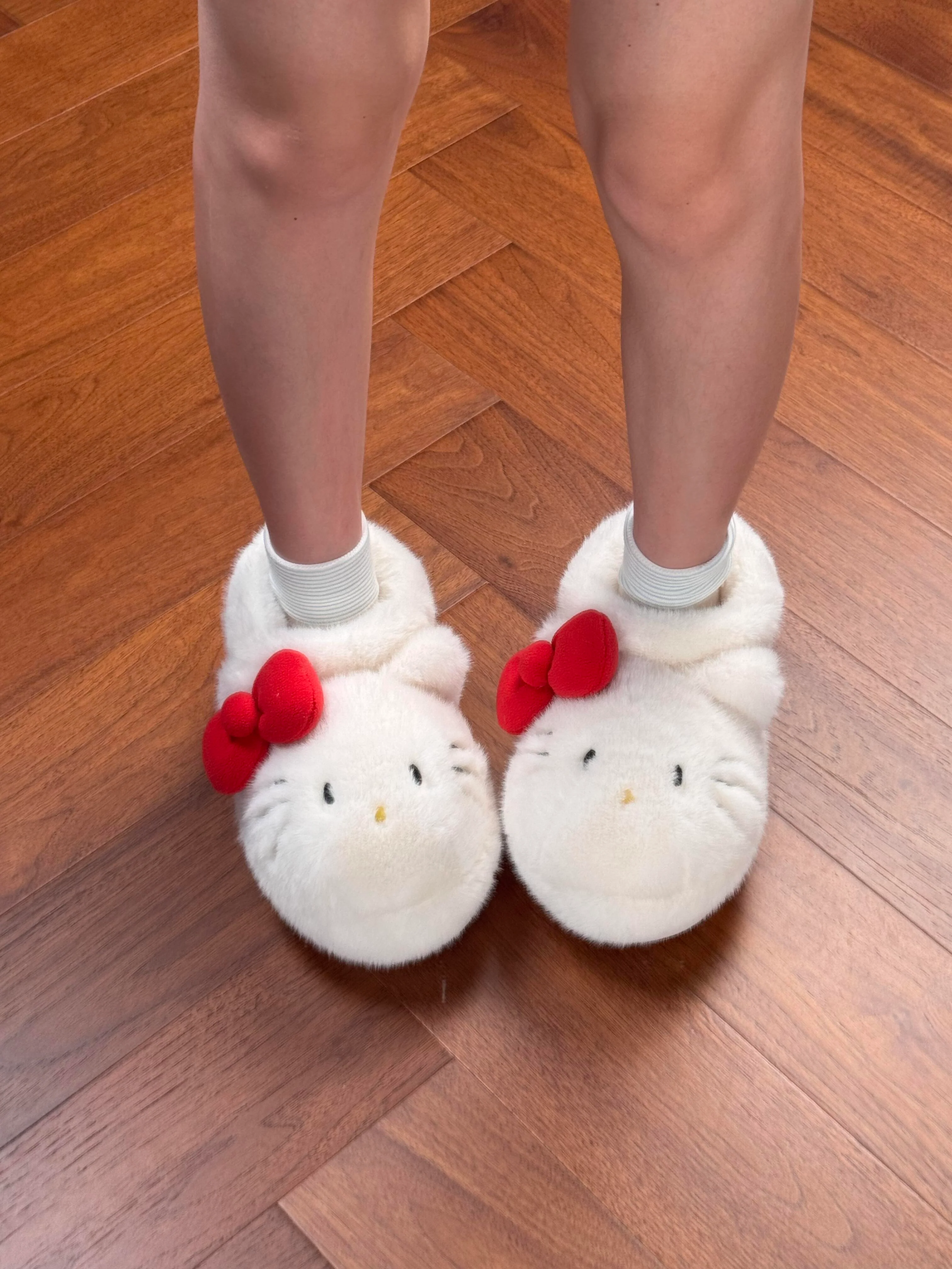 Hellokitty White Cute Fur Winter Boots Fluffy Boots Shoes