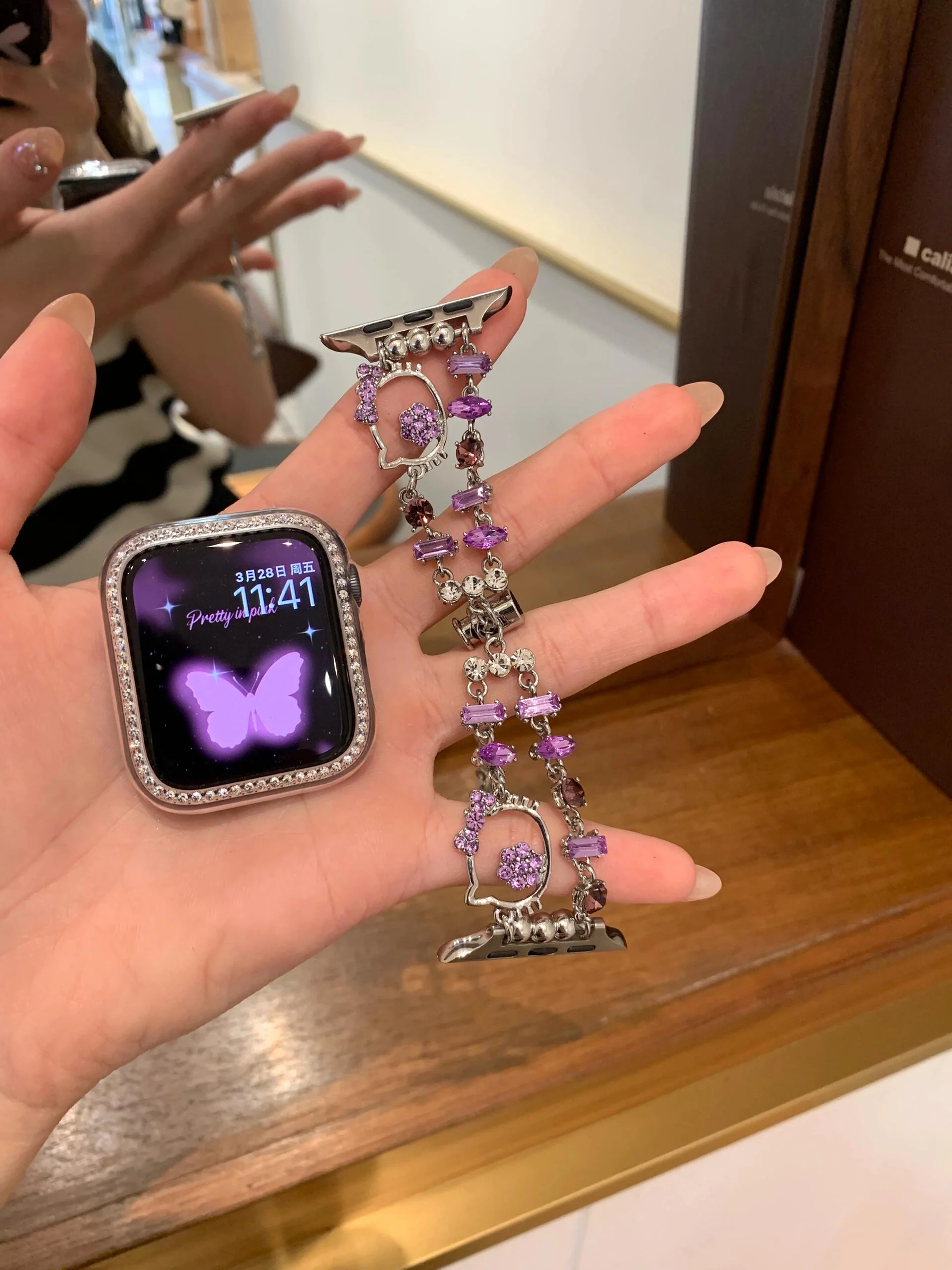 Hellokitty Shape Jewelry Metal Apple Watch Band Strap Bands Bracelet Wristband for iWatch Series